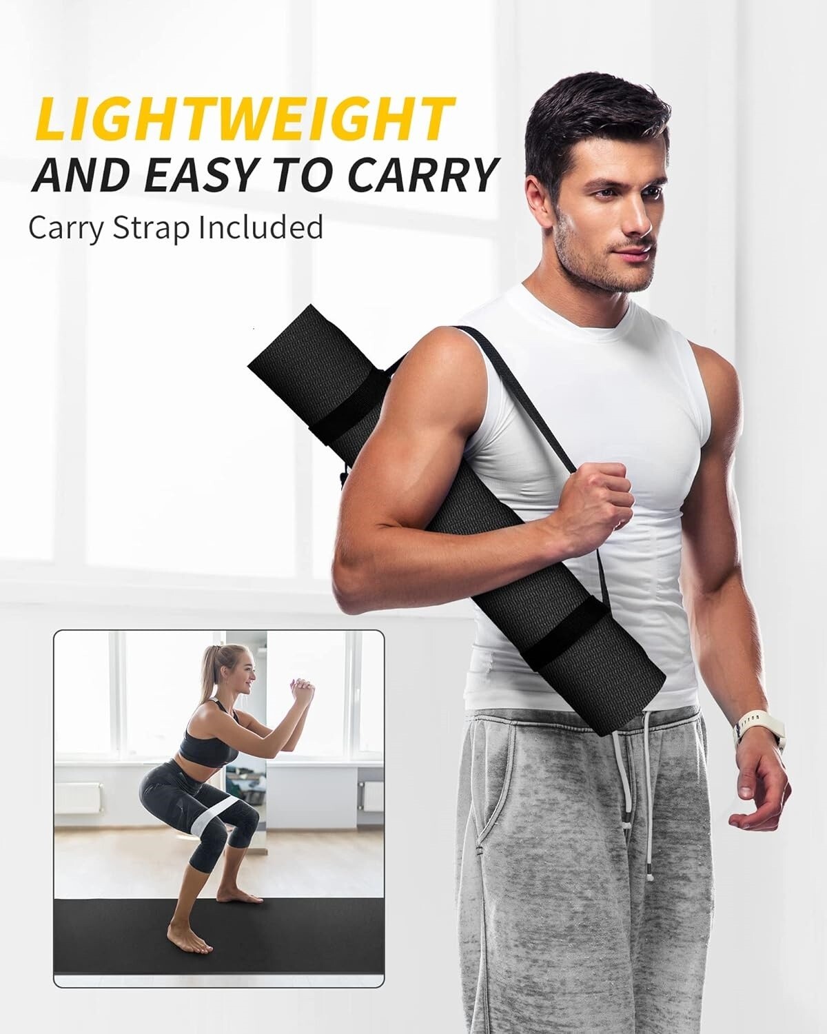 Estera De Ejercicio Yoga Gruesa Ancha Antideslizante Tamaño 84X34″ Para Gimnasia