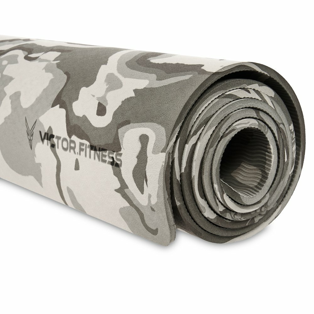 Victor Fitness VYGC2 Gray Camo TPE Yoga Mat with Red/Black X-Large Waist Trainer