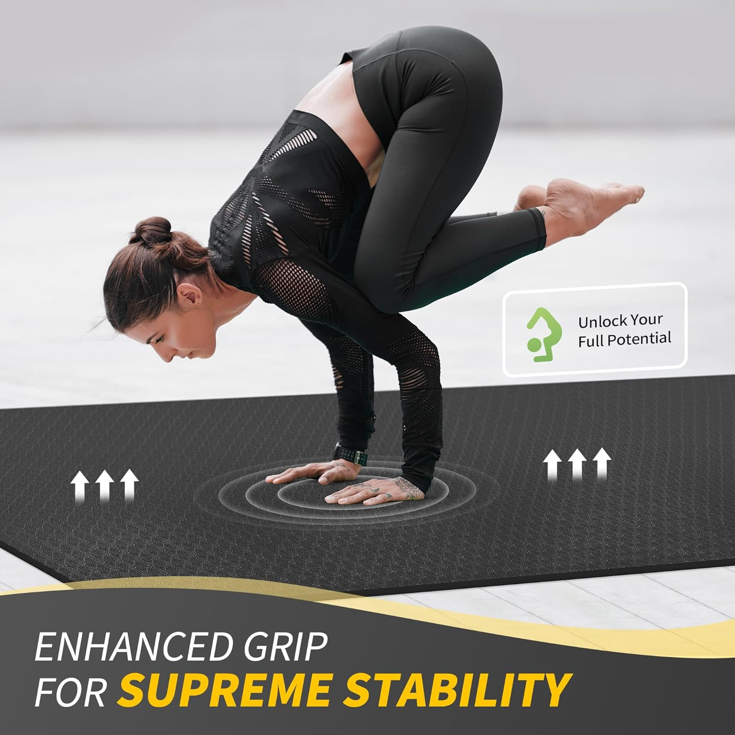 LARGE YOGA MAT (6’X 4′), EXTRA WIDE WORKOUT MAT FOR WOMEN AND MEN, 0.24”/0.32”