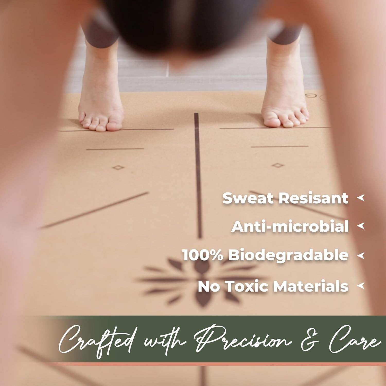 Yoga Cork Mat 5mm Eco-Friendly Non-Slip Alignment Support Travel Exercise