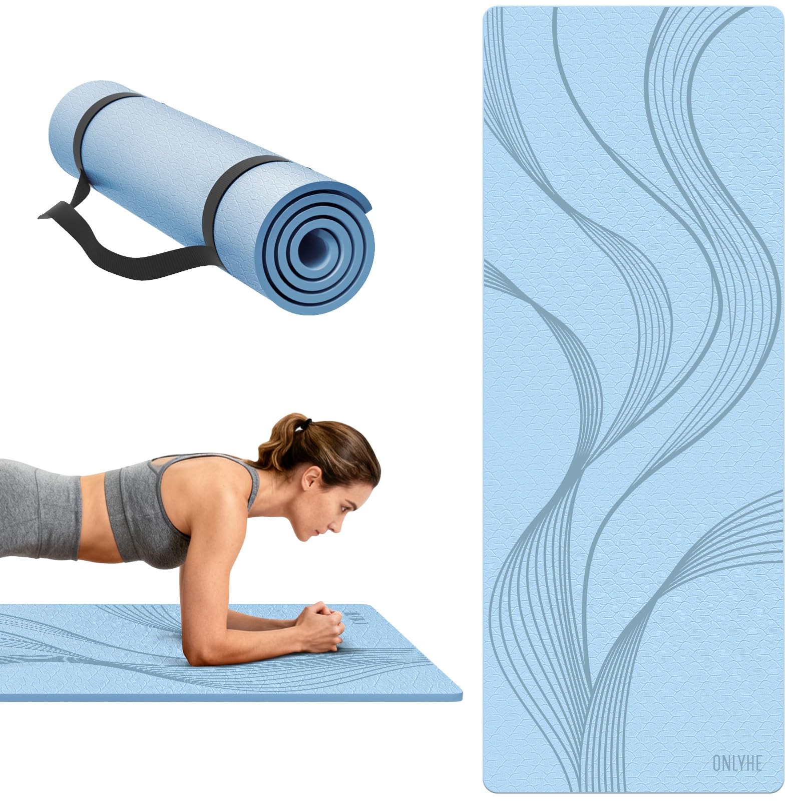 Yoga Mat Extra thick 8mm Exercise mat, Soft Lightweight TPE Fitness Mat with …
