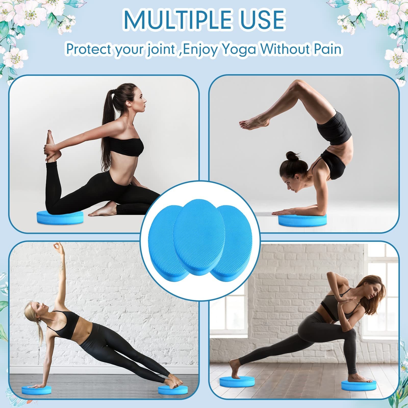 Hanaive 3 Pcs Foam Pad Balance Mat Pad Soft Yoga Stability Trainer mat for Ph…