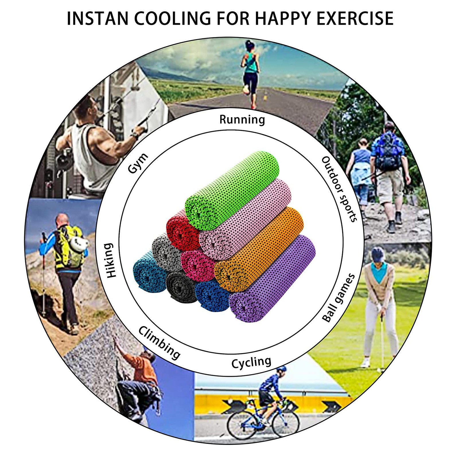 Ponpon 10pcs Cooling Towel Ice Towels for Neck Small, 10 Packs