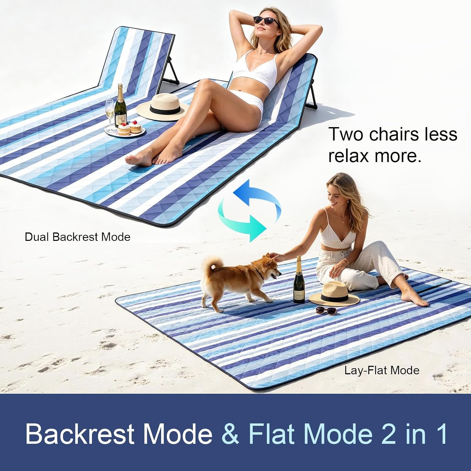 2 in 1 Backrest Chair Picnic Blanket,Light Weight Camping Outdoor Foldable Lazy