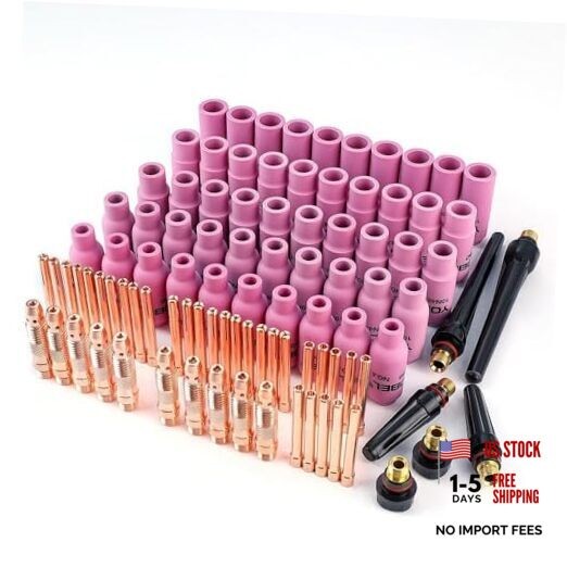 96-Piece TIG Welding Consumables Kit Extra Thick Alumina Ceramic Cups(4# 5# 6#