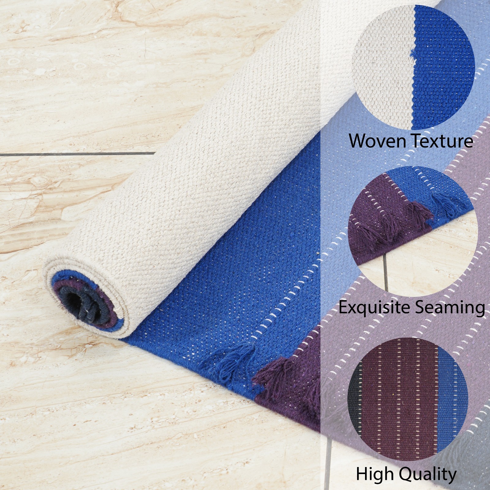 Yoga Mat Thick Non Slip Cotton Exercise Workout Mat Pilates Rug 2×6 FT