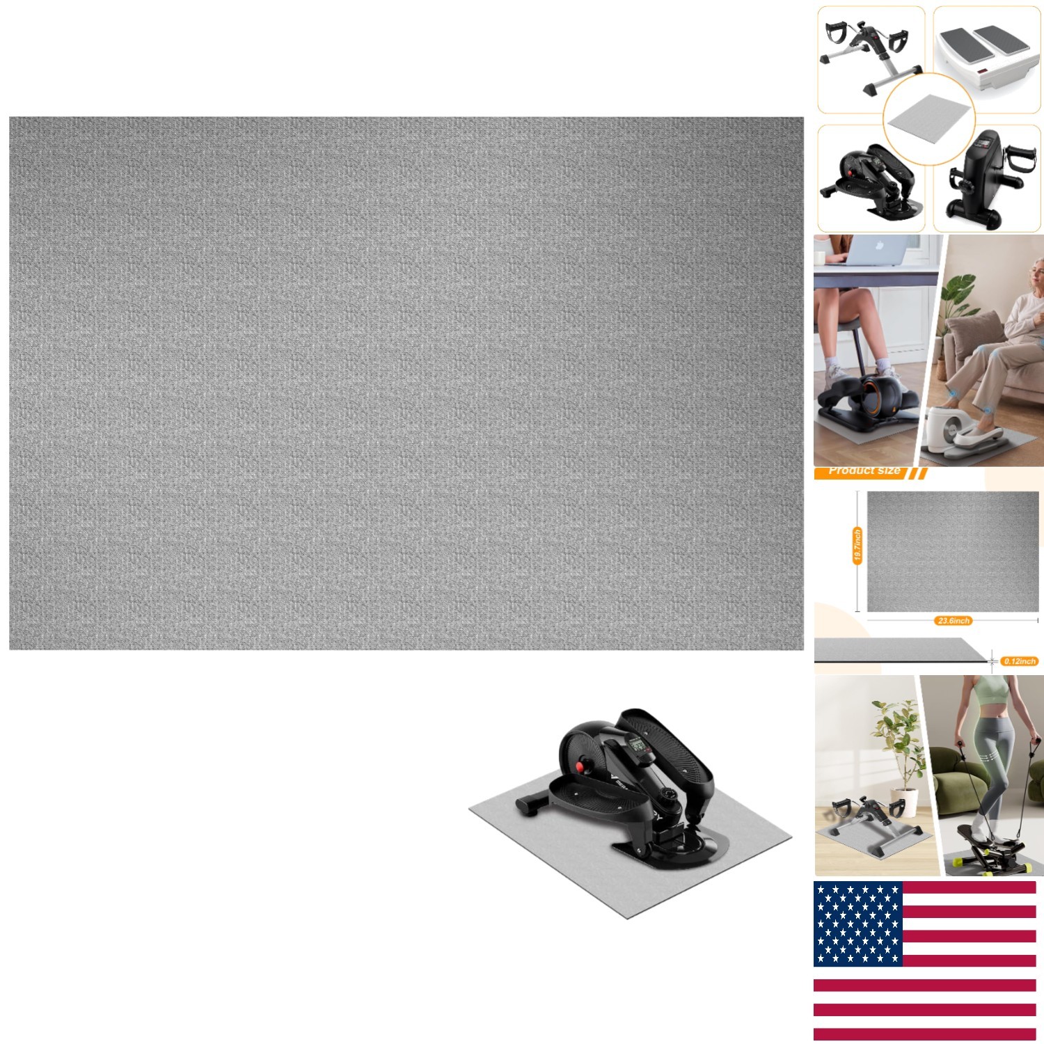 Elliptical Exercise Mat 19.7 x 23.6 – Non-Slip Stability and Protection