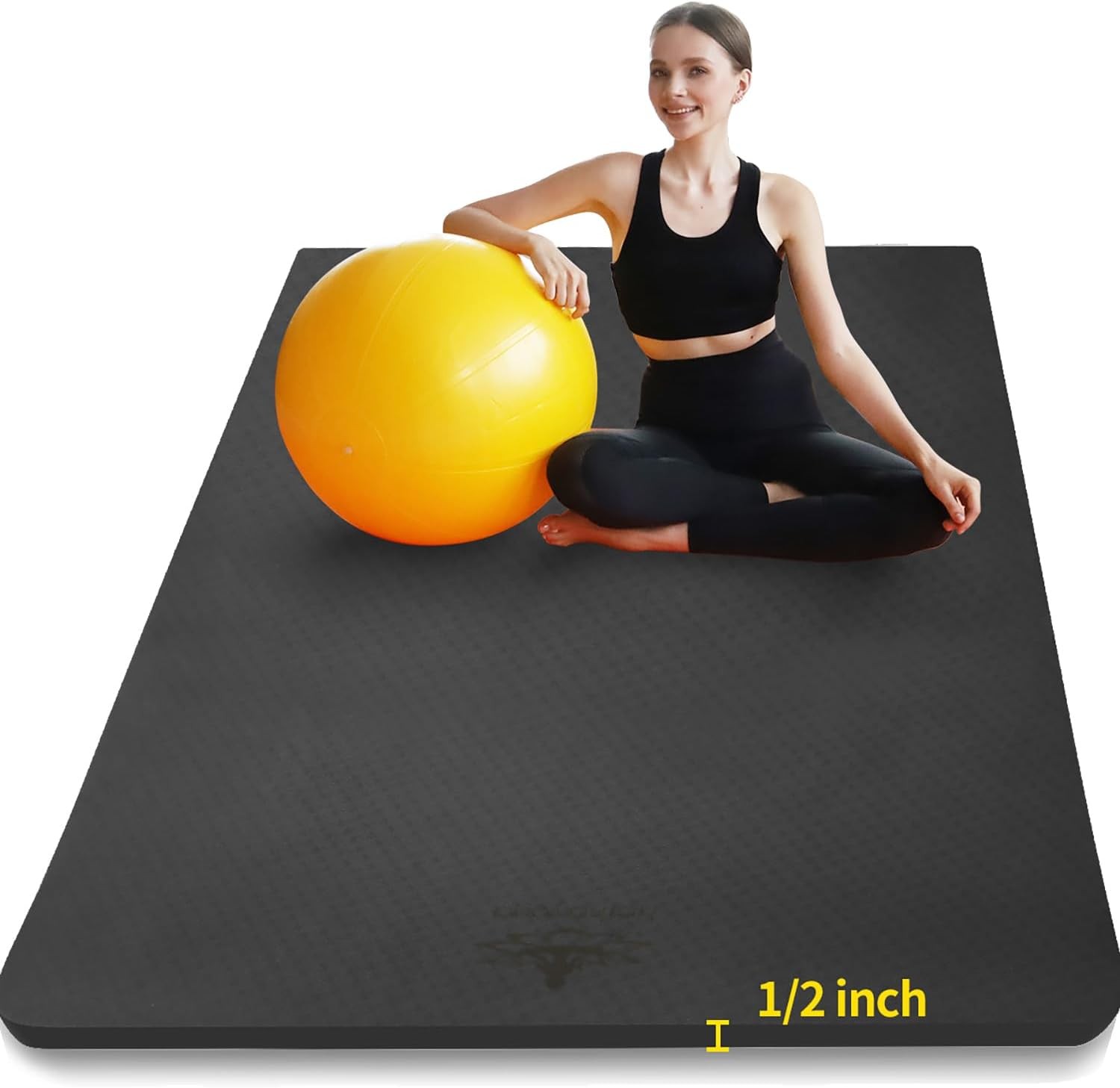 Large TPE Yoga Mat 6x4x1/2 Inch Extra Thick Non Slip Exercise