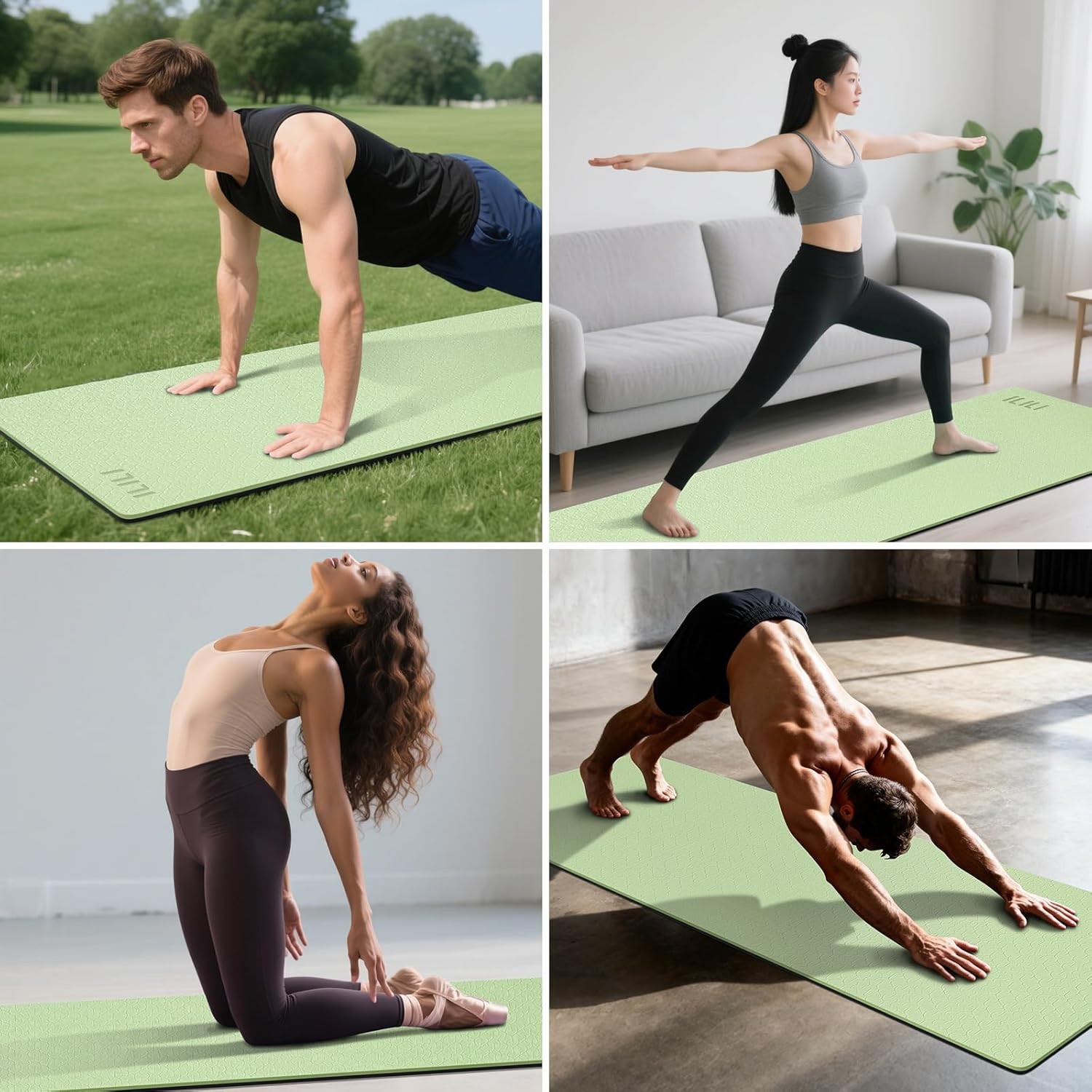 Yoga Mat 10Mm Extra Thick and 193Cm Extra Long, 76X28×0.4 Inch, Double Color Non