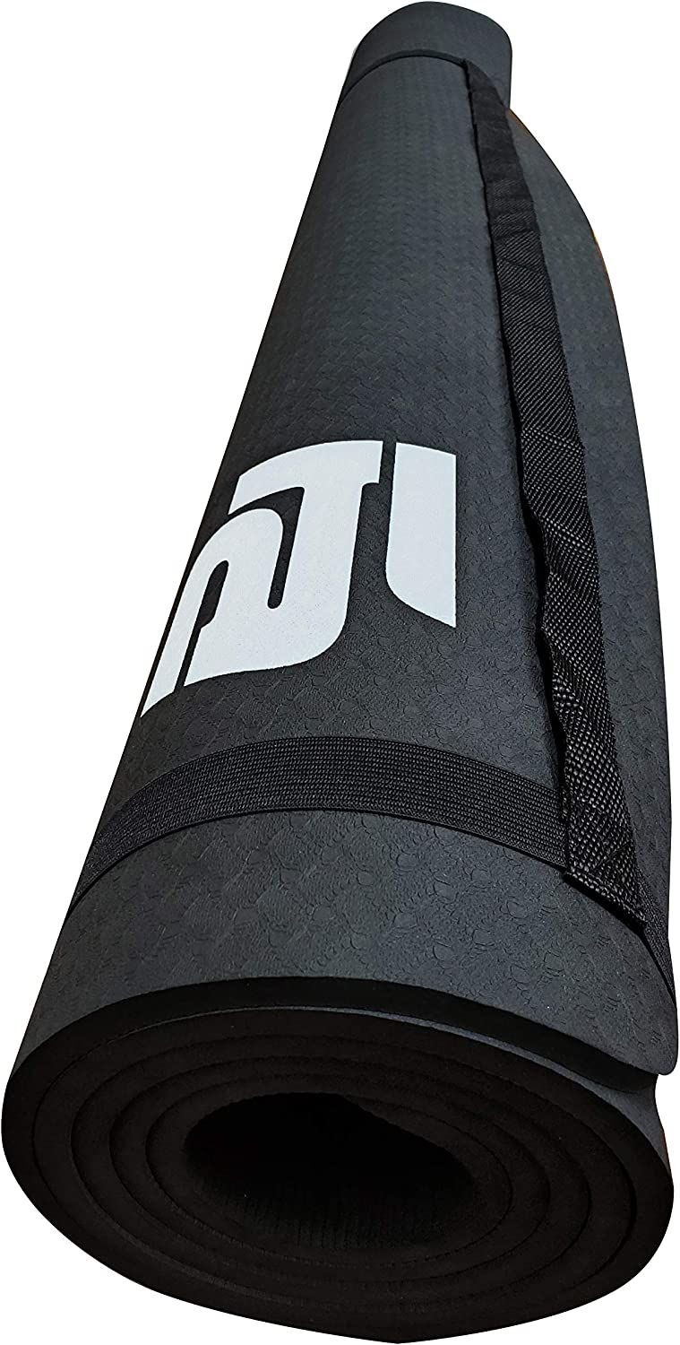 Fit Active Sports Large Exercise Mat 6′ x 4′ x 8mm | Thick Non-Slip Black