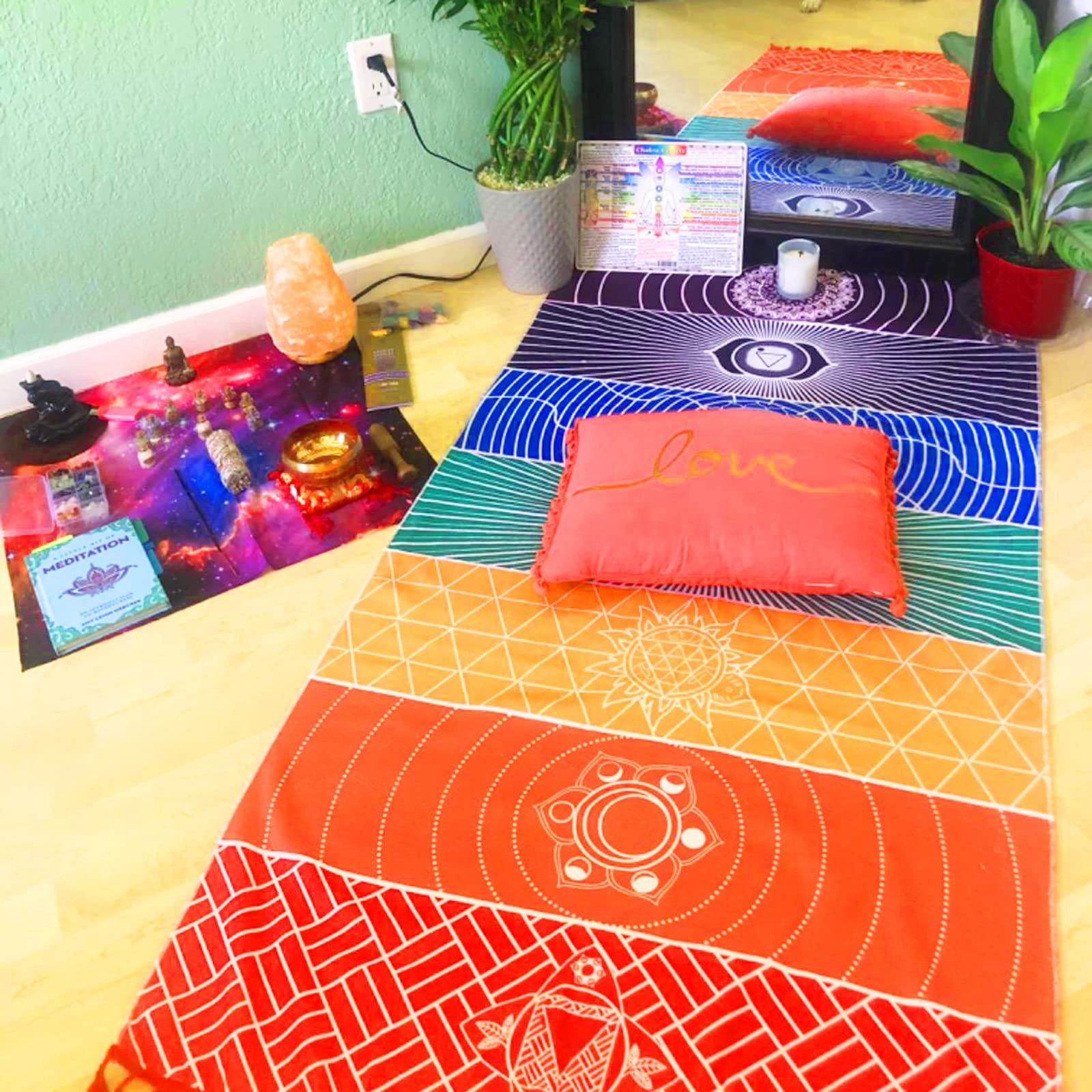 Neasyth Mexican Yoga Mat Beach Picnic Blanket Chakra Meditation 1pcs Rainbow