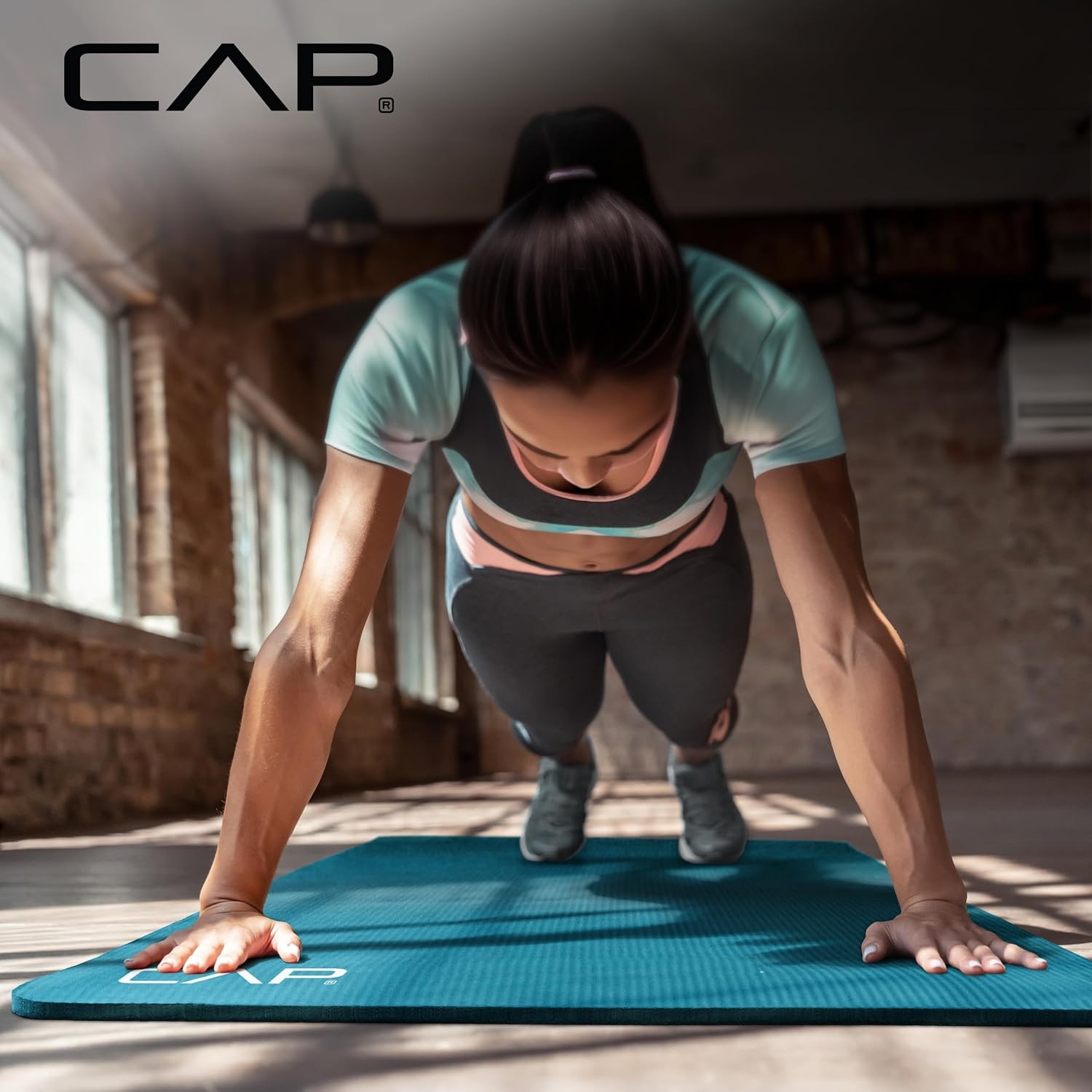 CAP Barbell 1/2-Inch High Density Exercise Yoga Mat with Strap | Multiple Option