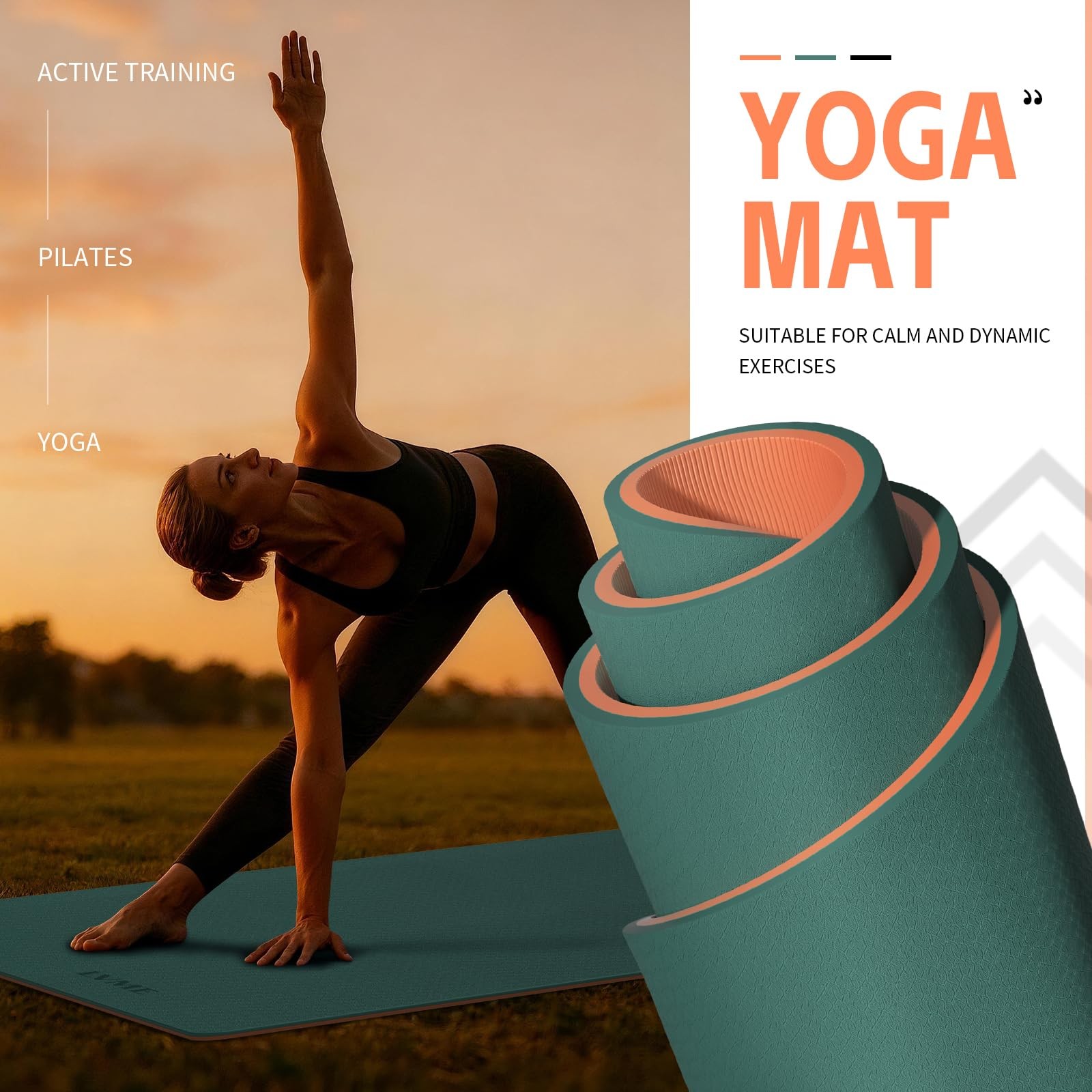 Yoga Mat Non Slip, Anti-Tear 1/4″ & 2/5″ Thick TPE Yoga Mats for Women and Me…