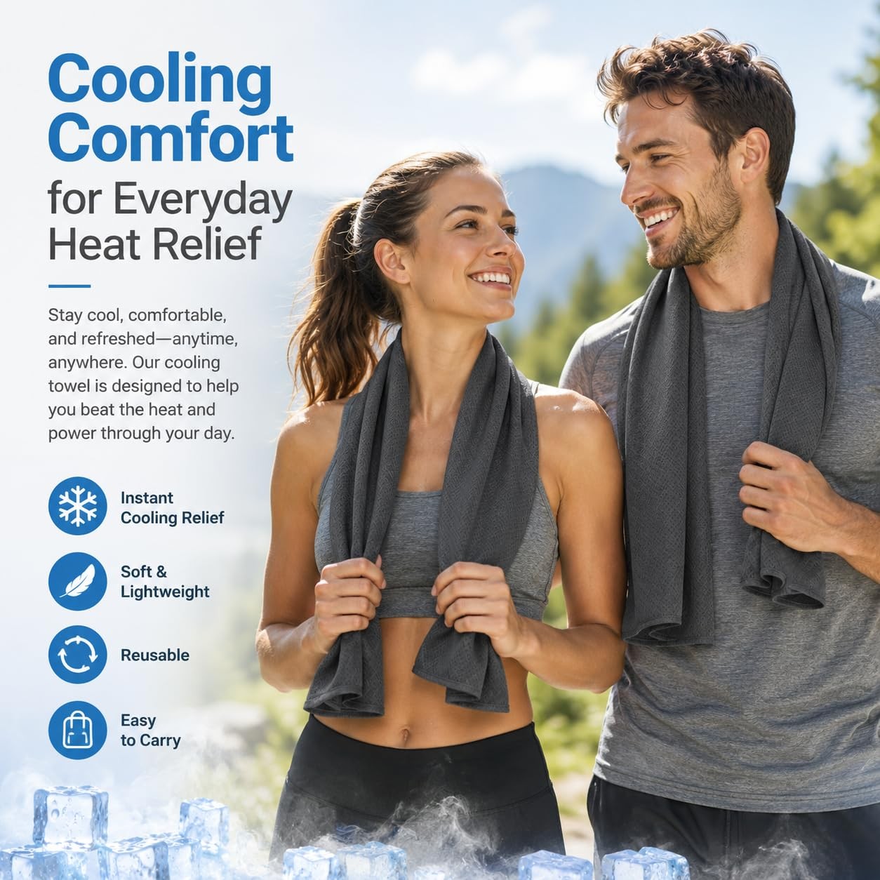 Cooling Towel 43.3″ x 15.7″ – Ice Sweat for Neck 43.3″X15.7″, Dark-gray