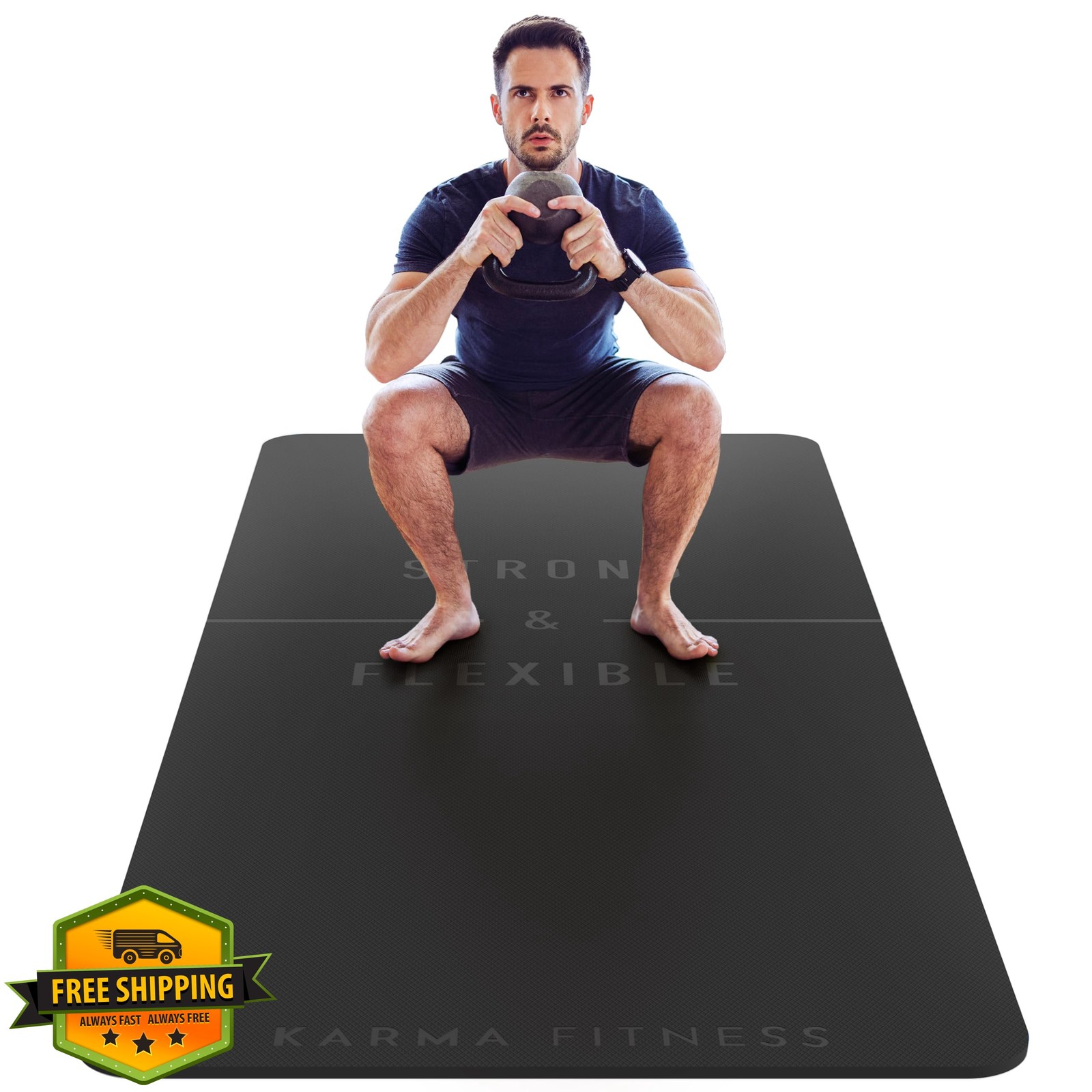 Large Exercise Mat – Extra Thick 10mm Workout Mat (72″x32″) – Non-Slip TPE Yo…
