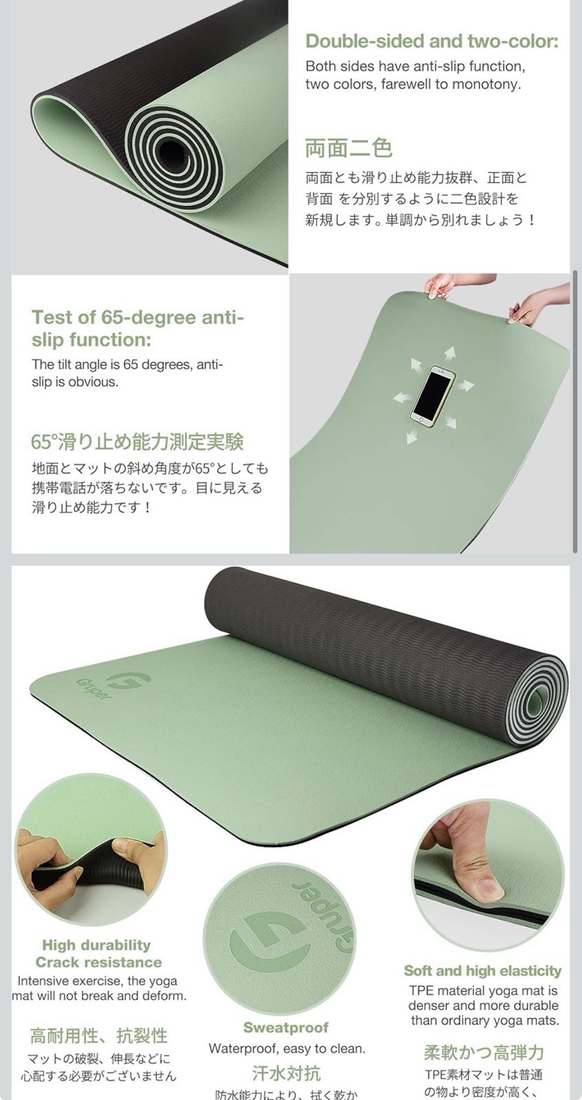 Yoga Mat Non Slip, Eco Friendly Fitness Exercise Mat with Carrying Strap,Pro …