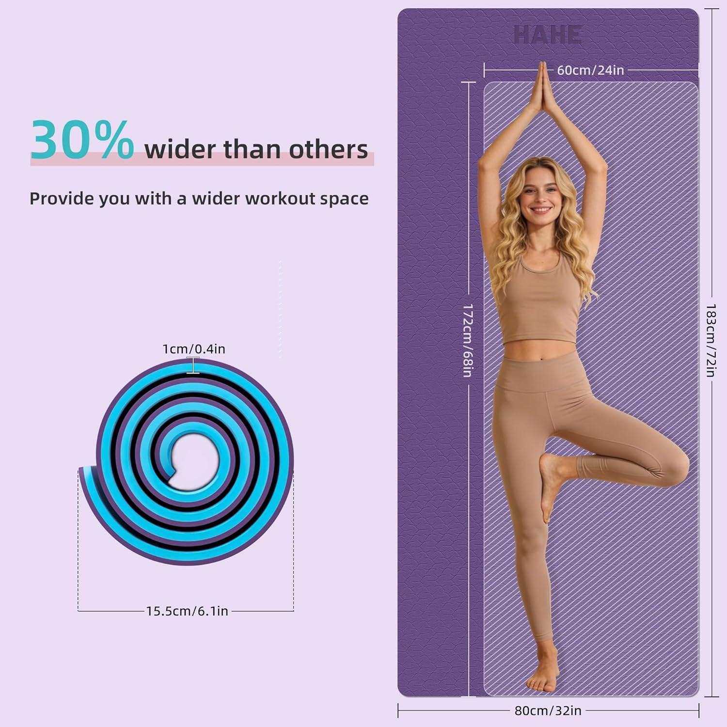 Extra Thick Yoga Mat, 72″Lx32″Wx0.4″Th (10Mm), Wide Non-Slip Exercise Mats with