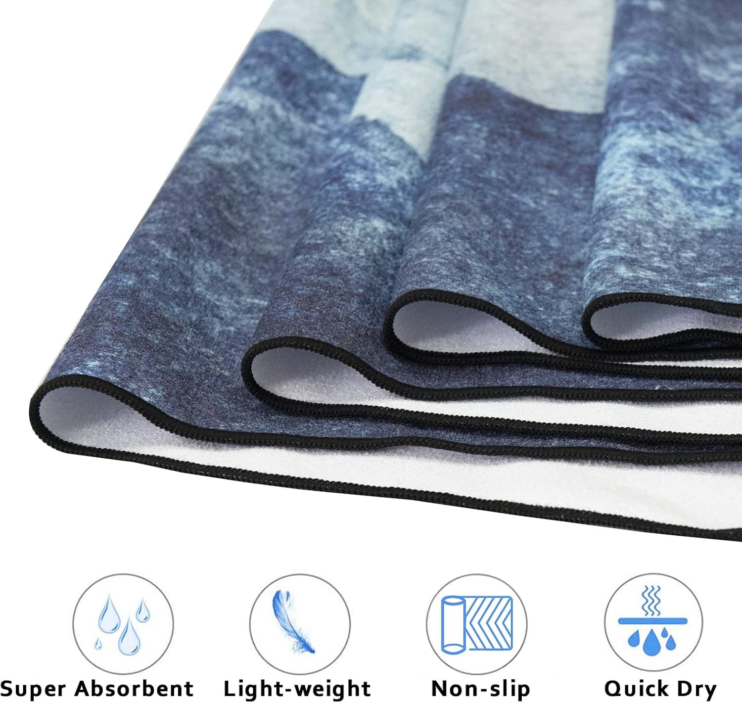 QiyI Yoga Mat Towel with Corner 70"x26", Watercolor Mountain