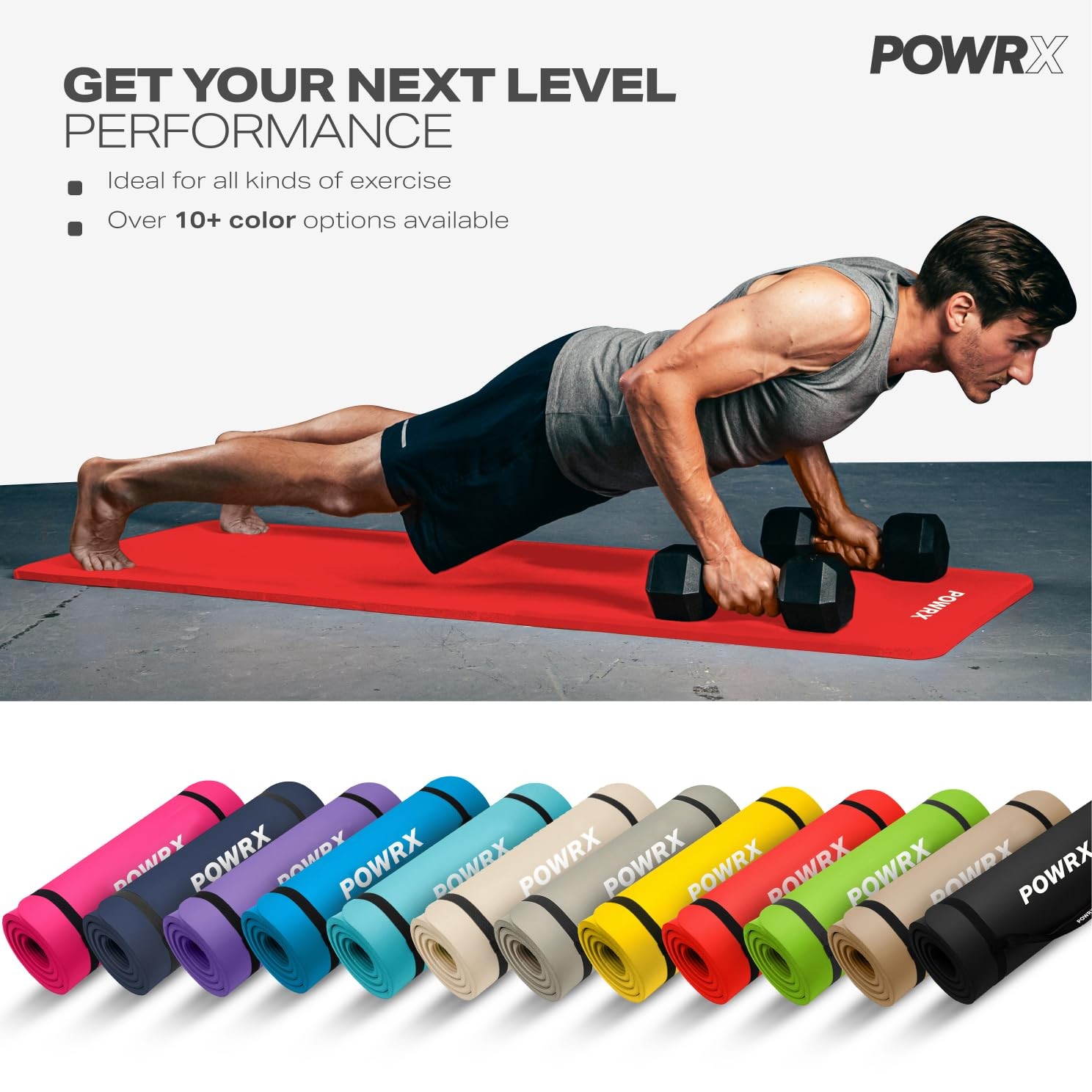 1/2″ Thick Yoga Mat – Set of 3 Exercise Mats in 3 Width Options with Carry St…