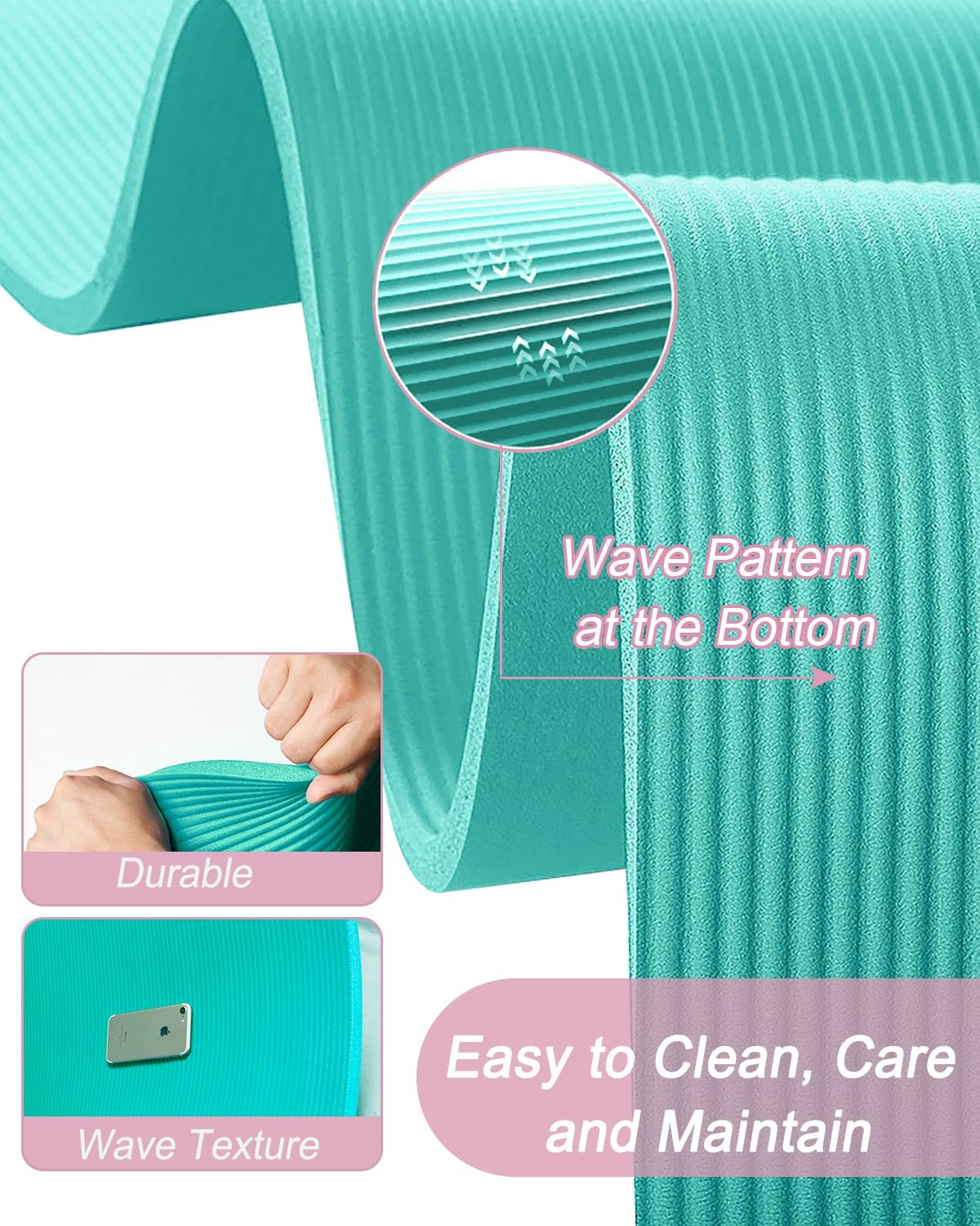 Yoga Mat XXL 200x130cm NBR 15mm Thick and Comfortable Gymnastics Mat for Home Fitness…