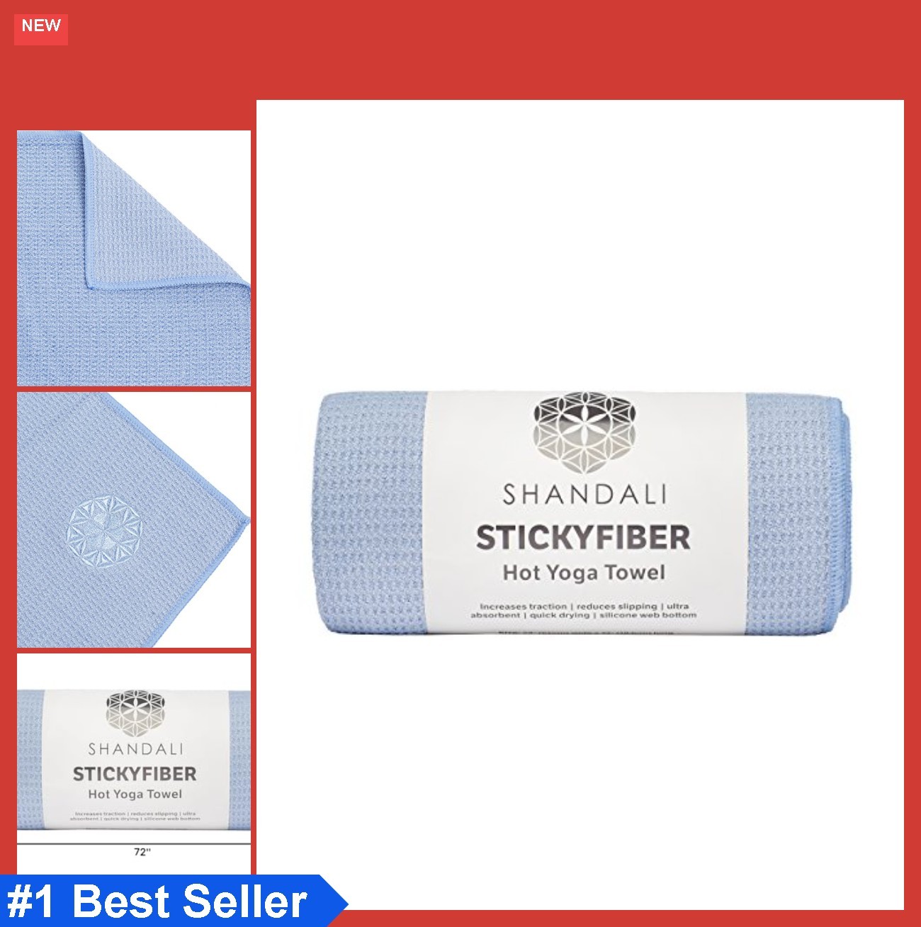 Mat Yoga Towel 24×72 Inch Microfiber Super Absorbent Anti Slip Silicone Grip