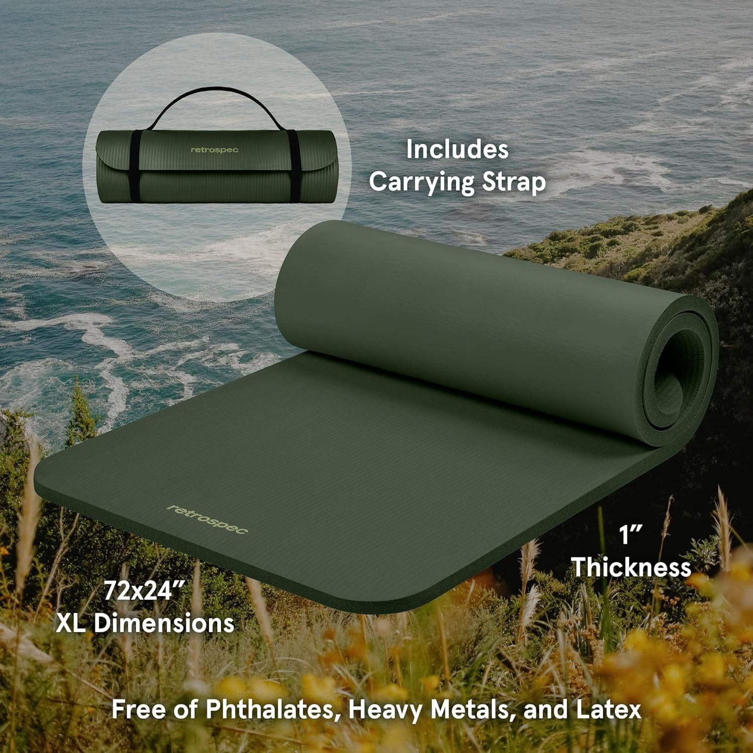 Solana 1″ Thick Yoga Mat – Non Slip Exercise Mat