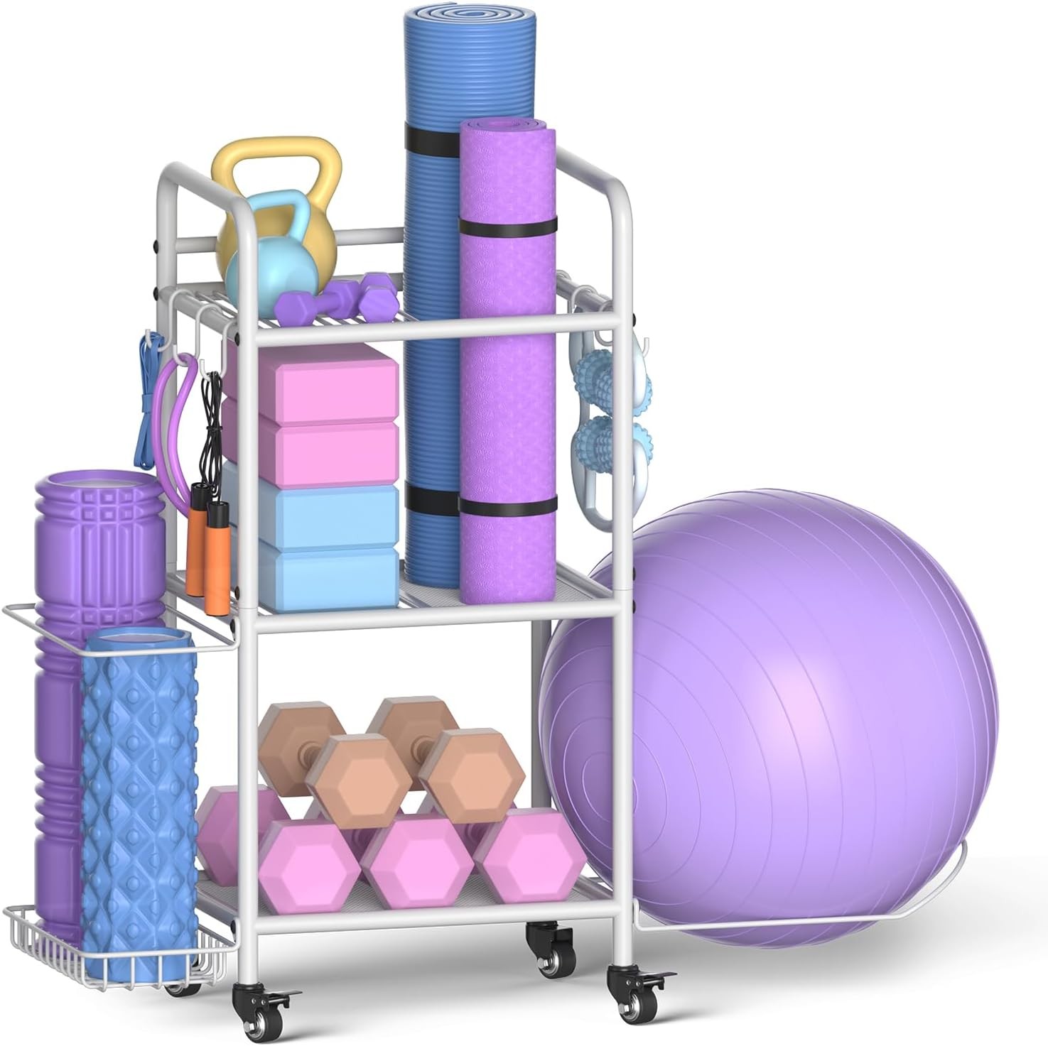 Home Gym Storage Rack Exercise Equipment Storage Organizer Yoga Mat Dumbbells
