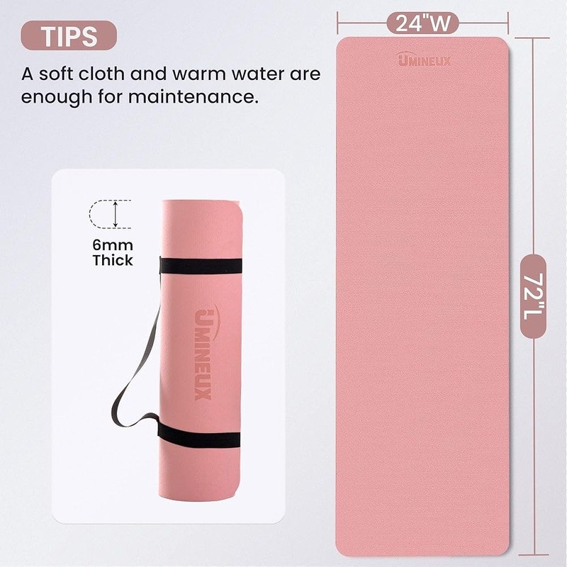 Premium POE Yoga Mat Non-Slip Dual-Sided Lightweight Portable Exercise Mat New