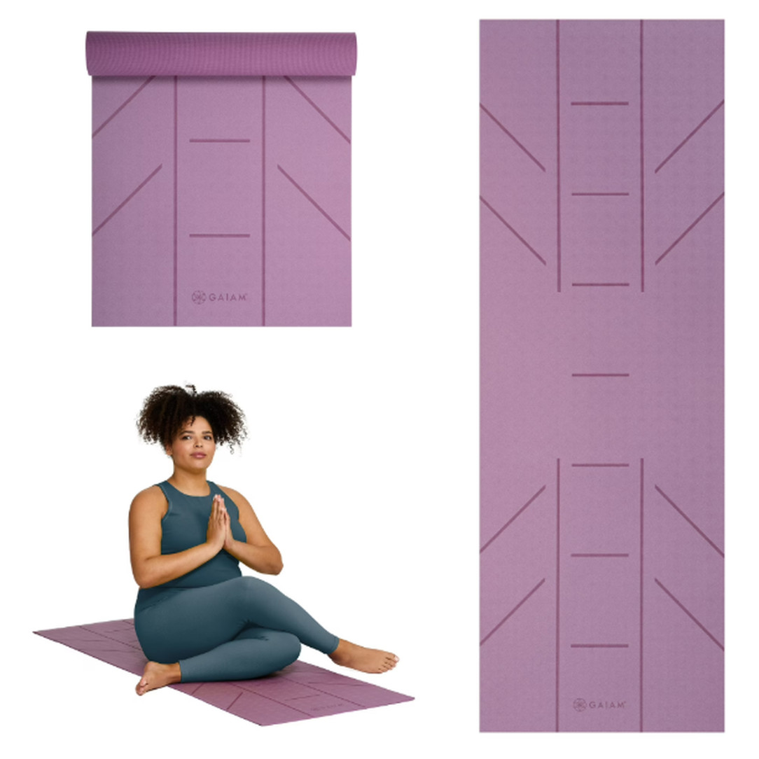 Gaiam 6mm Ultra-Sticky Alignment 1 Yoga Mat – Viola