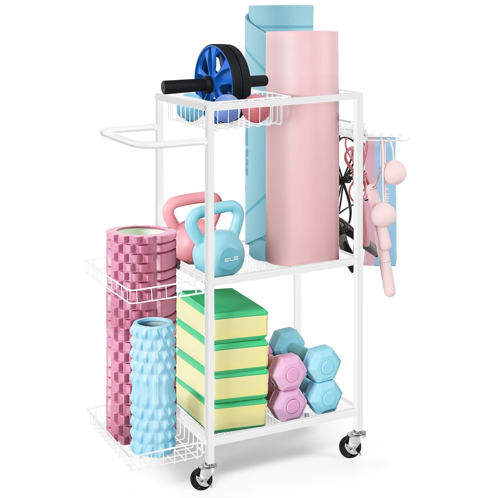 LIANTRAL Yoga Mat Storage Rack – Metal Gym Organizer for Yoga Mats, Foam Roll…