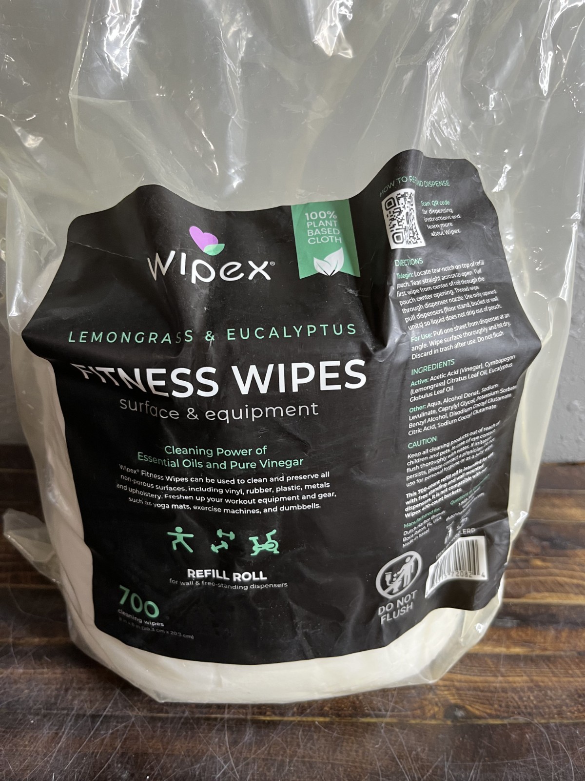 Wipex Fitness Wipes 700ct Refill Roll Lemongrass & Eucalyptus Natural Gym Wipes