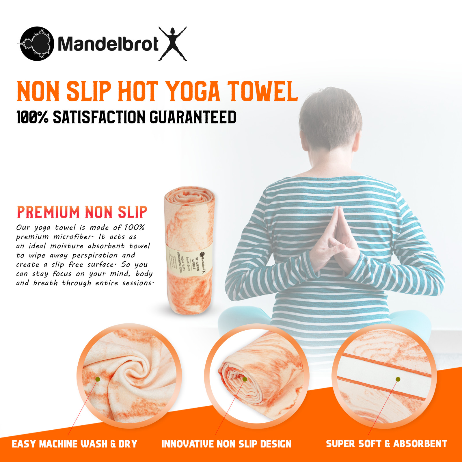 Yoga Towel | Non-Slip Mat Towel Ideal for Hot Yoga, Bikram, and Pilates