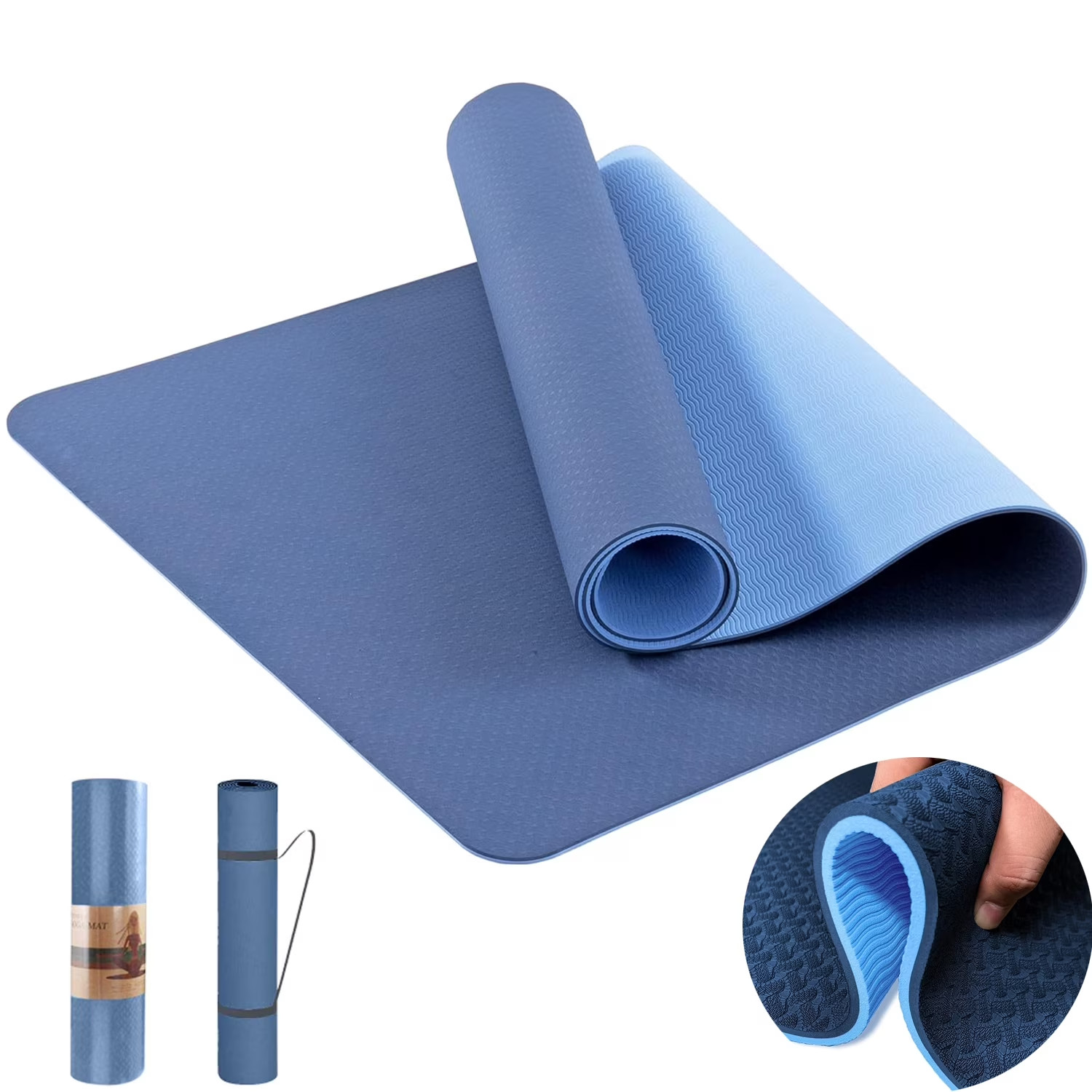 Yoga Mat 72 X 24” Exercise Mats 8Mm TPE Non-Slip Extra Thick High-Density Eco F