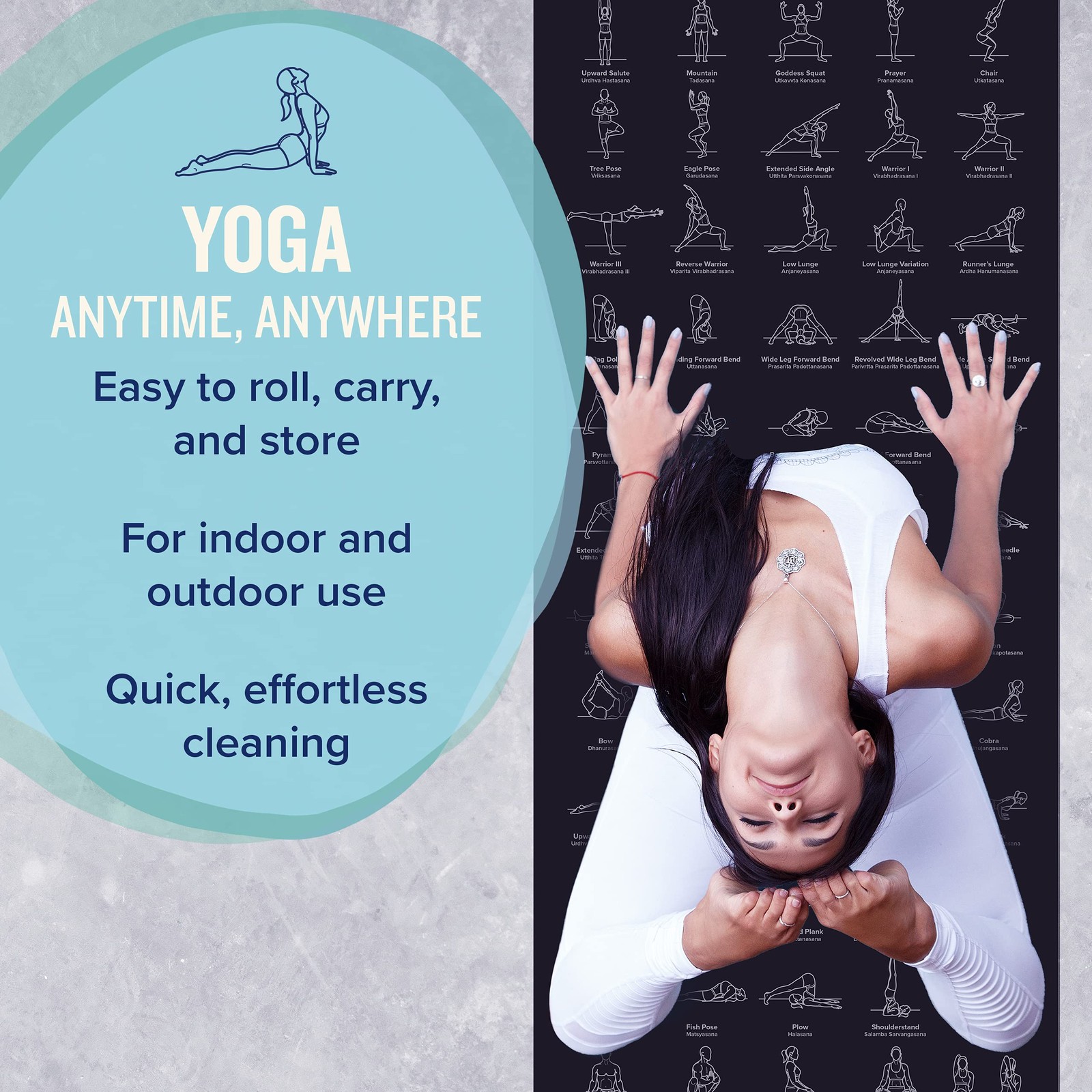 NewMe Fitness Yoga Mat for Women and Men – Large, 5mm 24″ x 68″ x 0.2″, Black