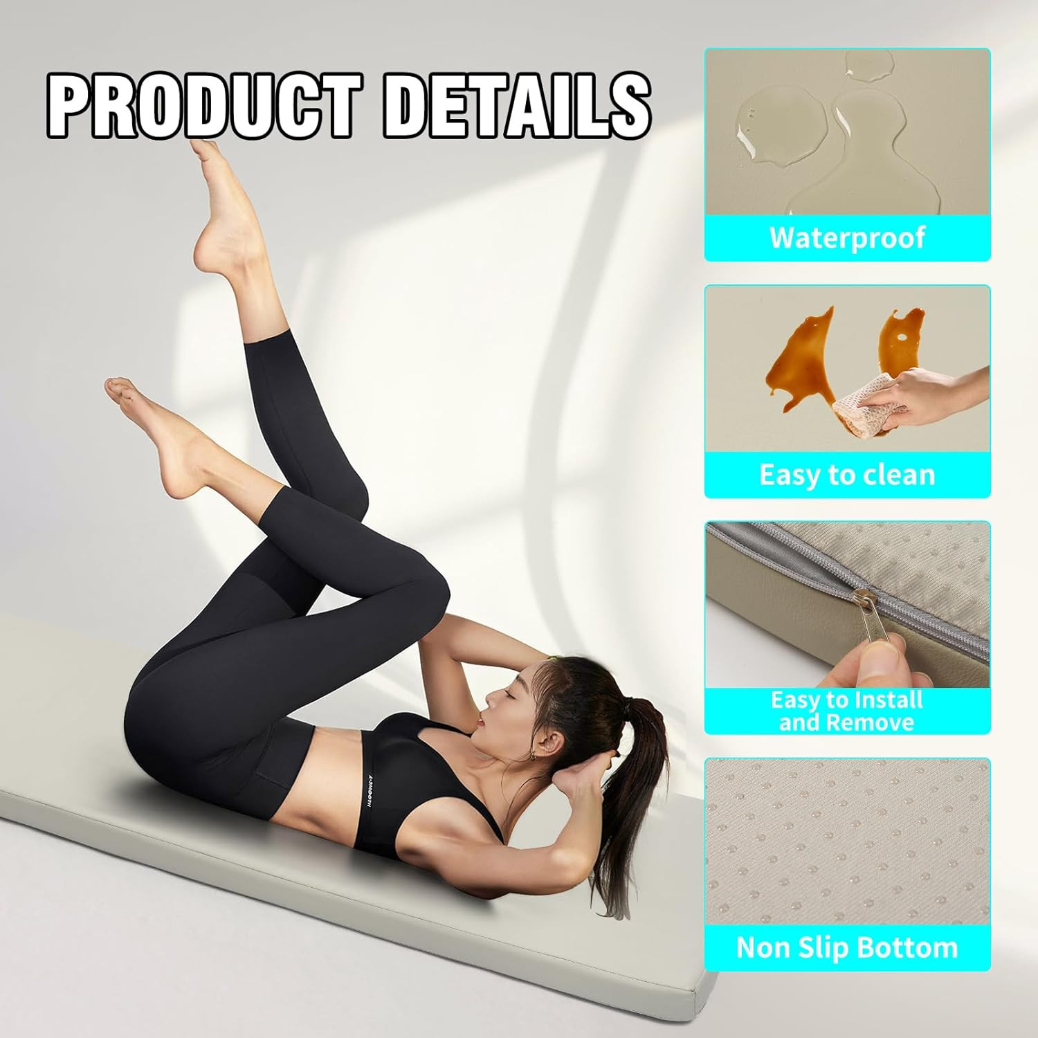 Extra-Thick 3″ Yoga Mat 72″x24″ Foldable PU Leather Fitness & Gymnastics Mat