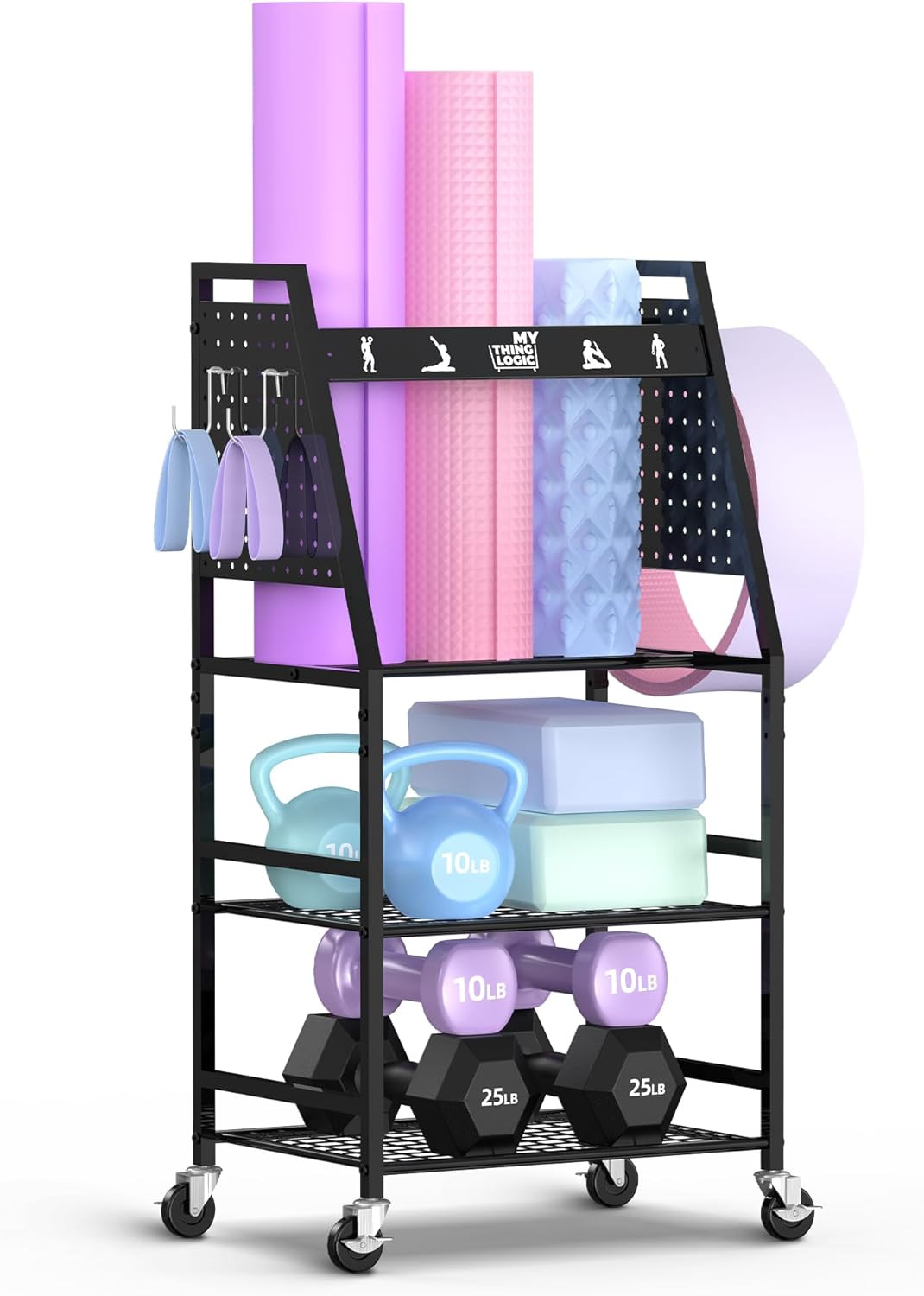 Yoga Mat Storage Racks,Home Gym Storage Rack for Dumbbells Kettlebells Foam Roll
