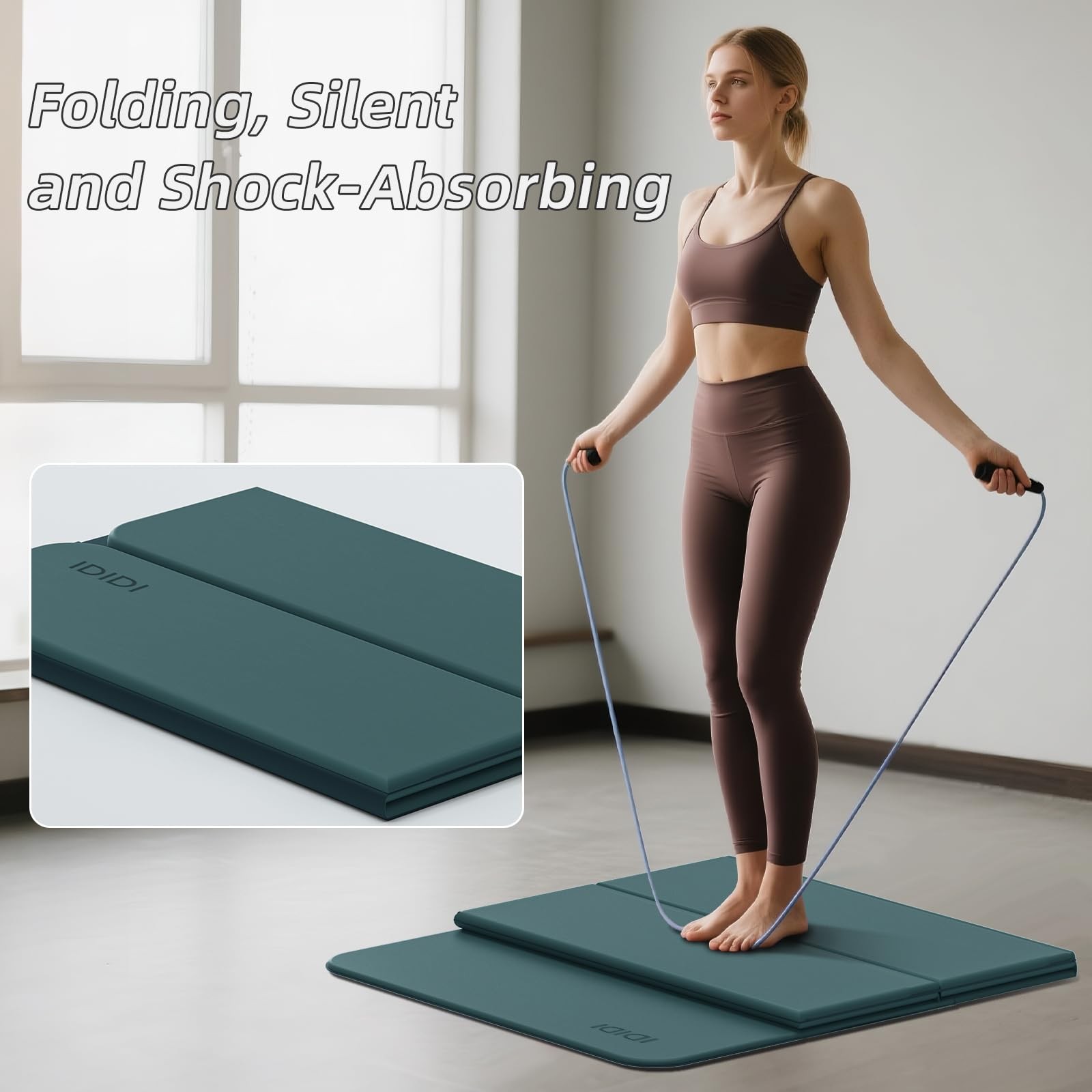 Foldable Yoga Mat Extra Thick 0.32 Inches Eco-Friendly POE Material, Non-Slip…