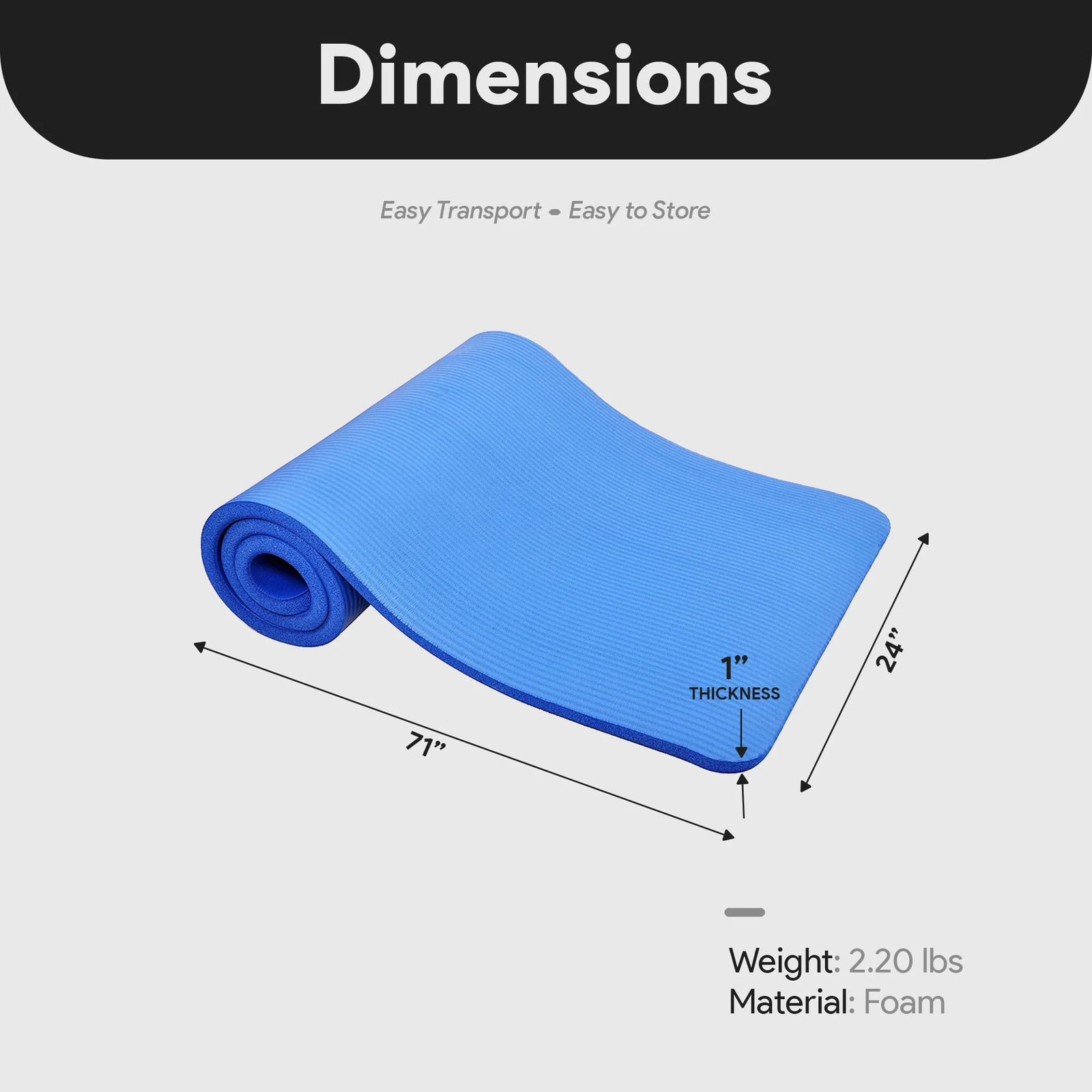 All-Purpose 1-Inch Extra Thick High Density Anti-Tear Exercise Yoga Mat with Car