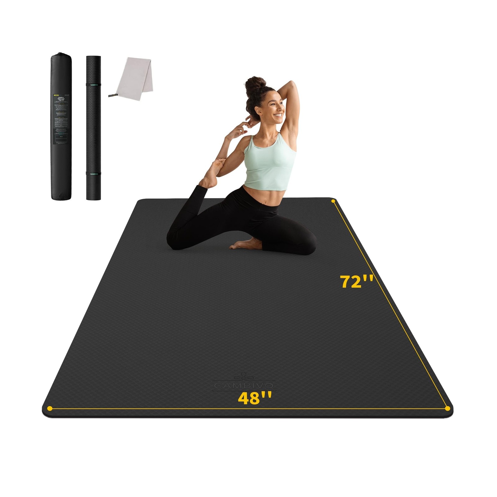 CAMBIVO Yoga Mat 72″ x 48″ Large Workout Mat for Home Gym Flooring | 6mm-12mm…
