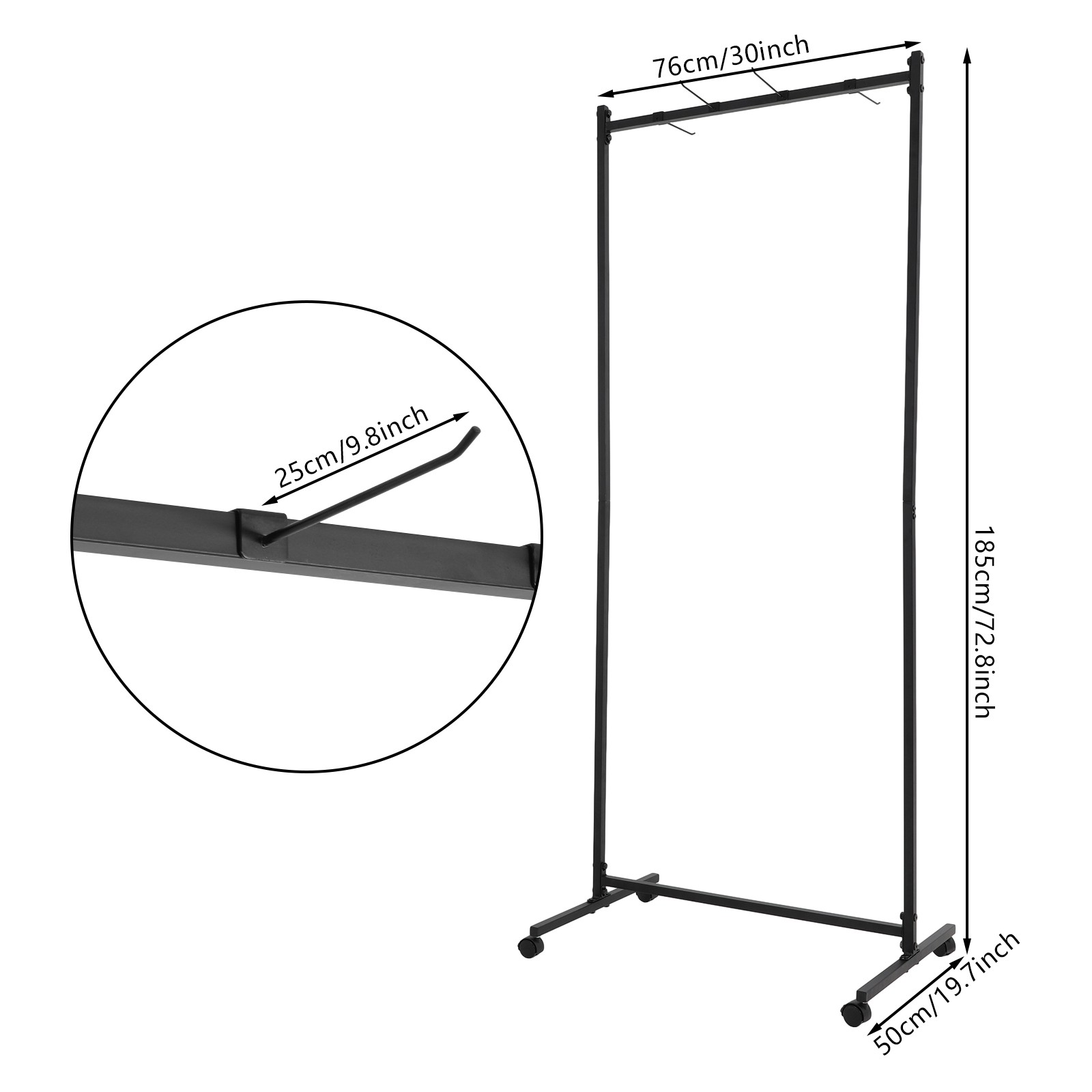 185cm Yoga Mat Holder Hanging,Iron Yoga Mats Storage Rack w/ Double Sided Hooks