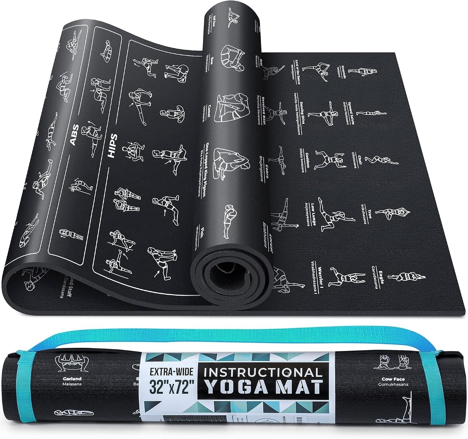 Illustrated Yoga Mat with 75 Poses + Exercises