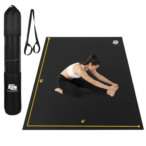 Fit Active Sports Oversized 6’ x 4’ Extra Large Workout Mat with Carry Bag &