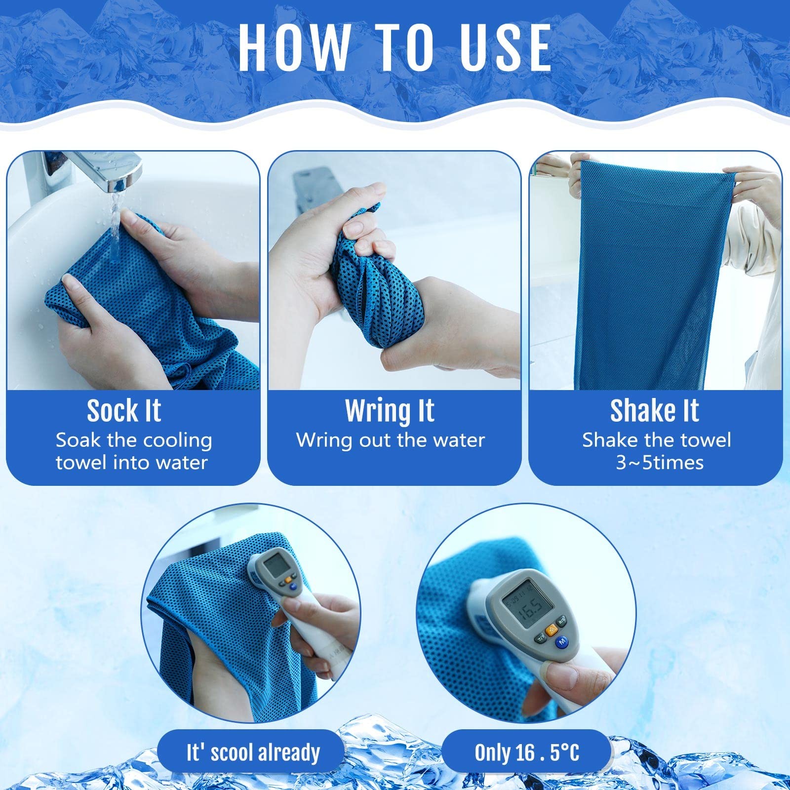 Hosuly 50 Pack Cooling Towels 40X12 Yoga Towels Ice Breathable Soft Chilly