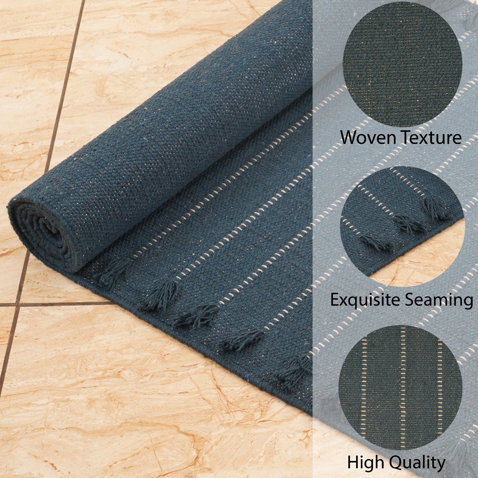 Yoga Mat Thick Non Slip Cotton Exercise Workout Mat Pilates Rug 2×6 FT