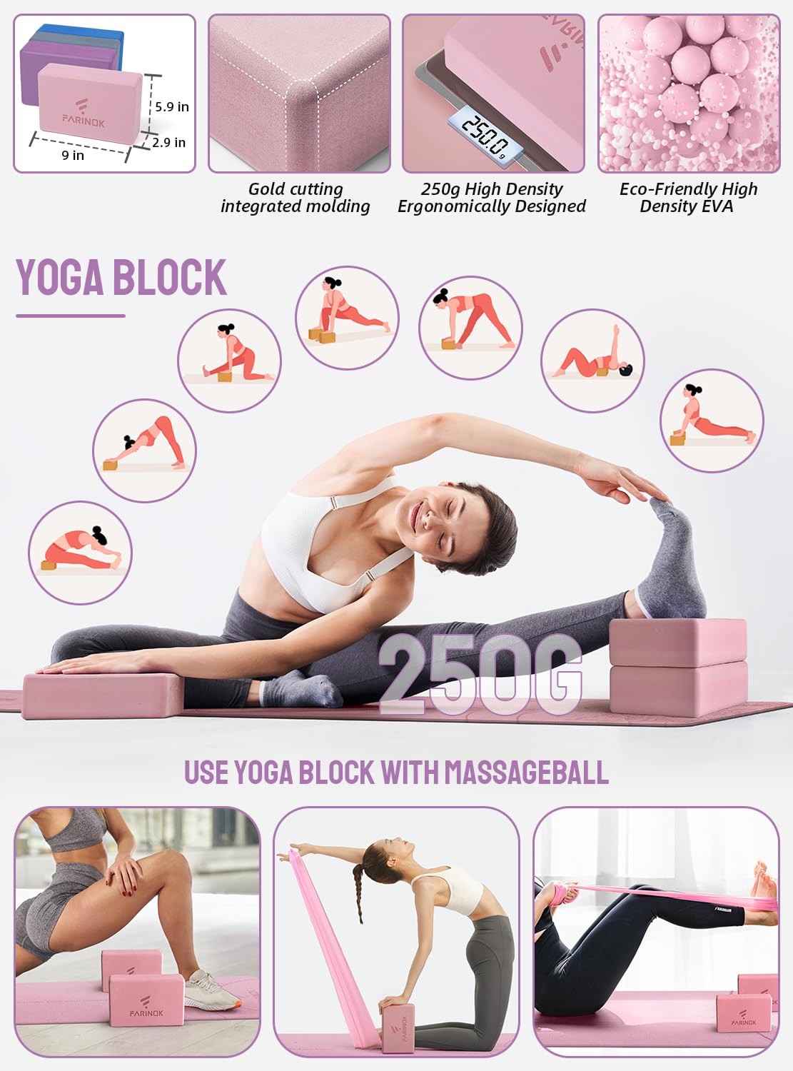 1/3 Yoga Mat Thick, Yoga Set for Beginners Include High Density Mat with Mult…