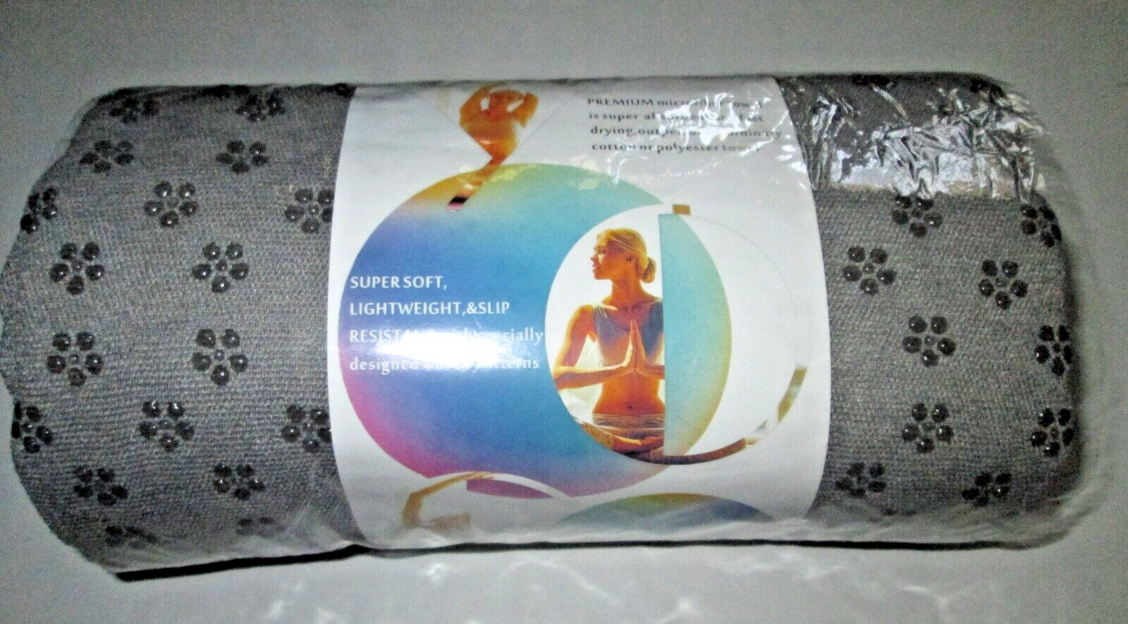 Non-Slip Hot Yoga Towel Microfiber Mat Cover Yoga Pilates Fitness GRAY 25×72 NIP