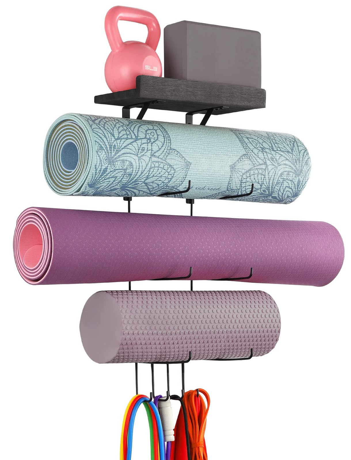 VINAEMO Yoga Mat Holder Accessories Wall Mount Organizer Black (matel)