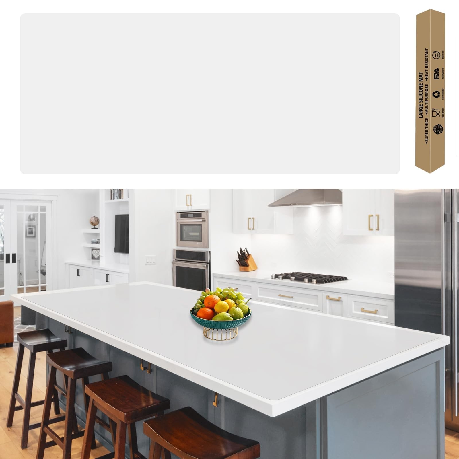 120″x24”(305cmx60cm) Extra Large Silicone Mat for Kitchen Counter, Heat Resi…