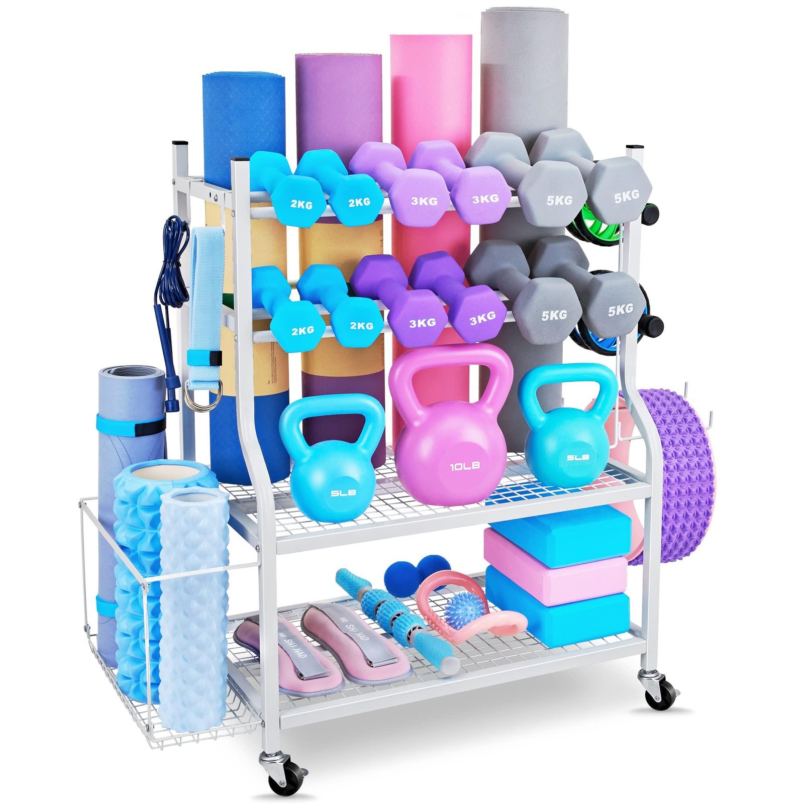 NBTORCH Yoga Mat Storage Rack for Dumbbells and Kettlebells, (Hold Up to 440 Lb