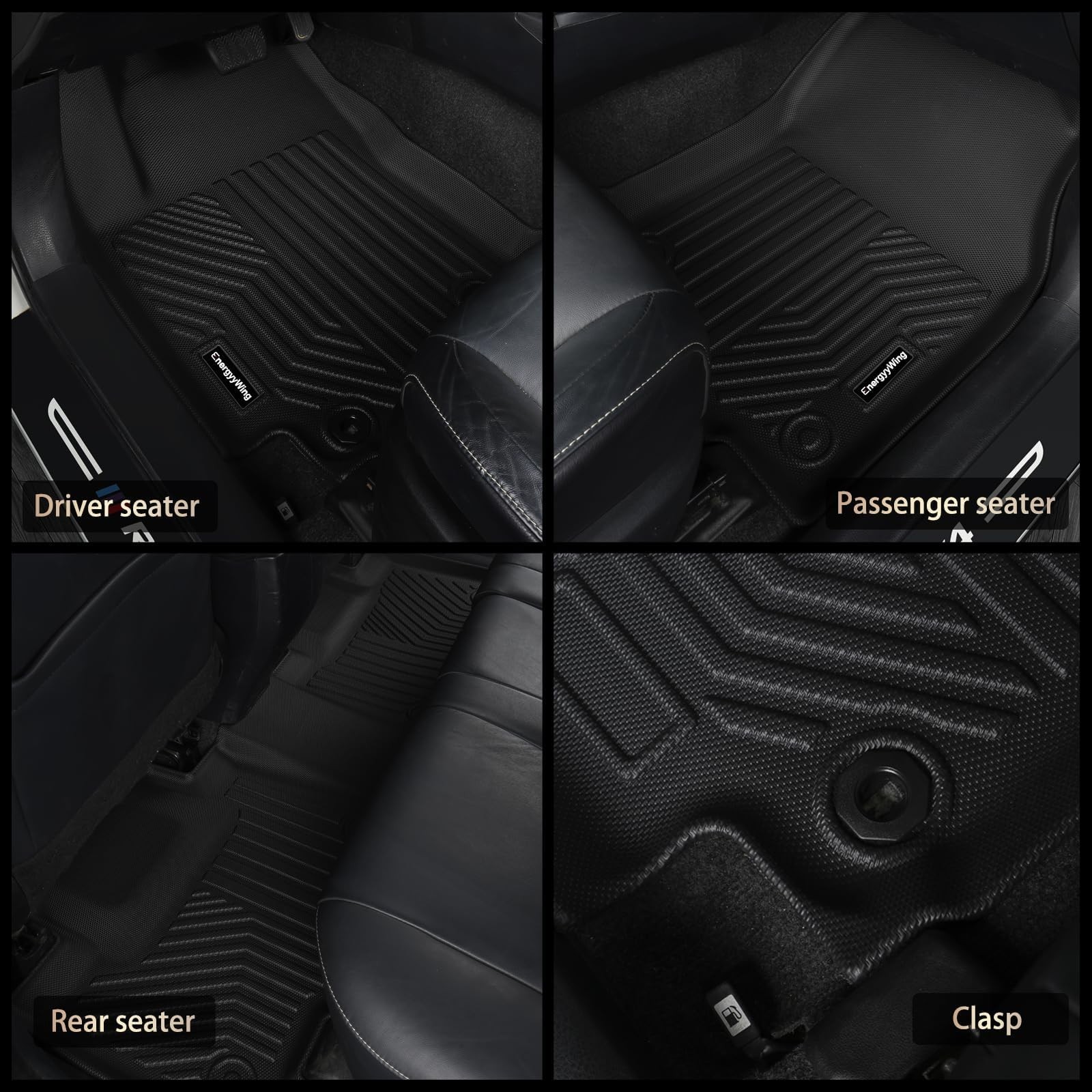 EnergyyWing All-Weather TPE Floor Mats & Cargo Liner with Backrest Mats Full …